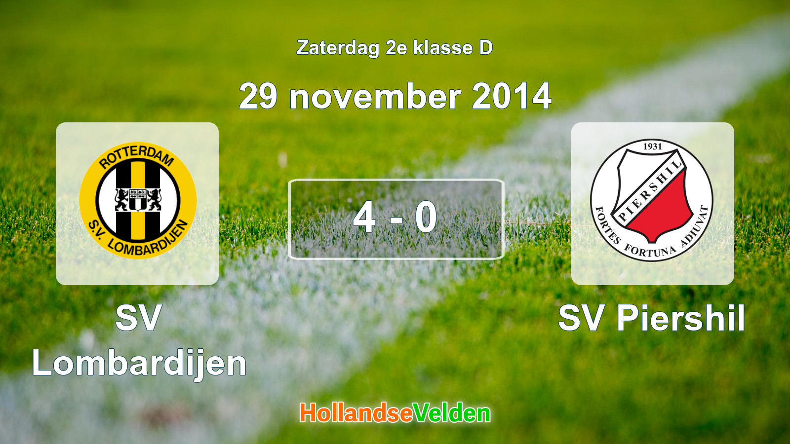 Gespeelde wedstrijd: SV Lombardijen - SV Piershil 4 - 0 (29 november 2014)
