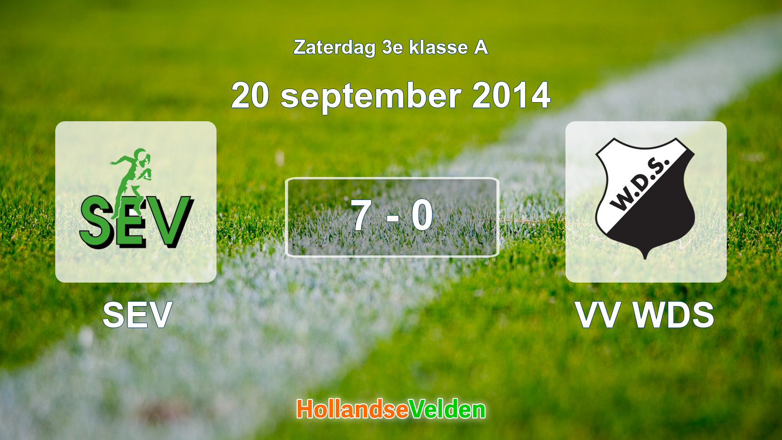 Gespeelde wedstrijd: SEV - VV WDS 7 - 0 (20 september 2014)