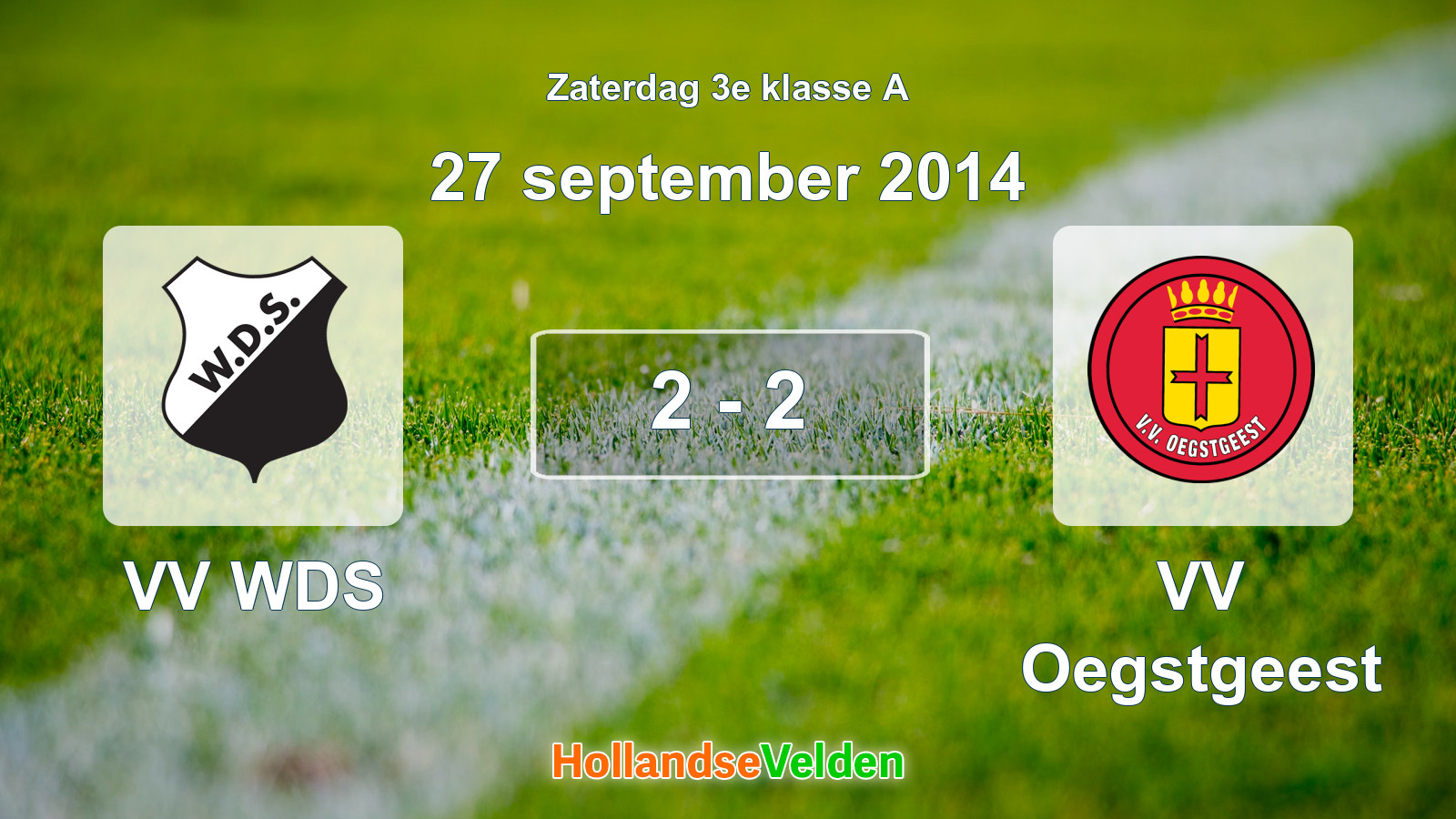 Gespeelde wedstrijd: VV WDS - VV Oegstgeest 2 - 2 (27 september 2014)