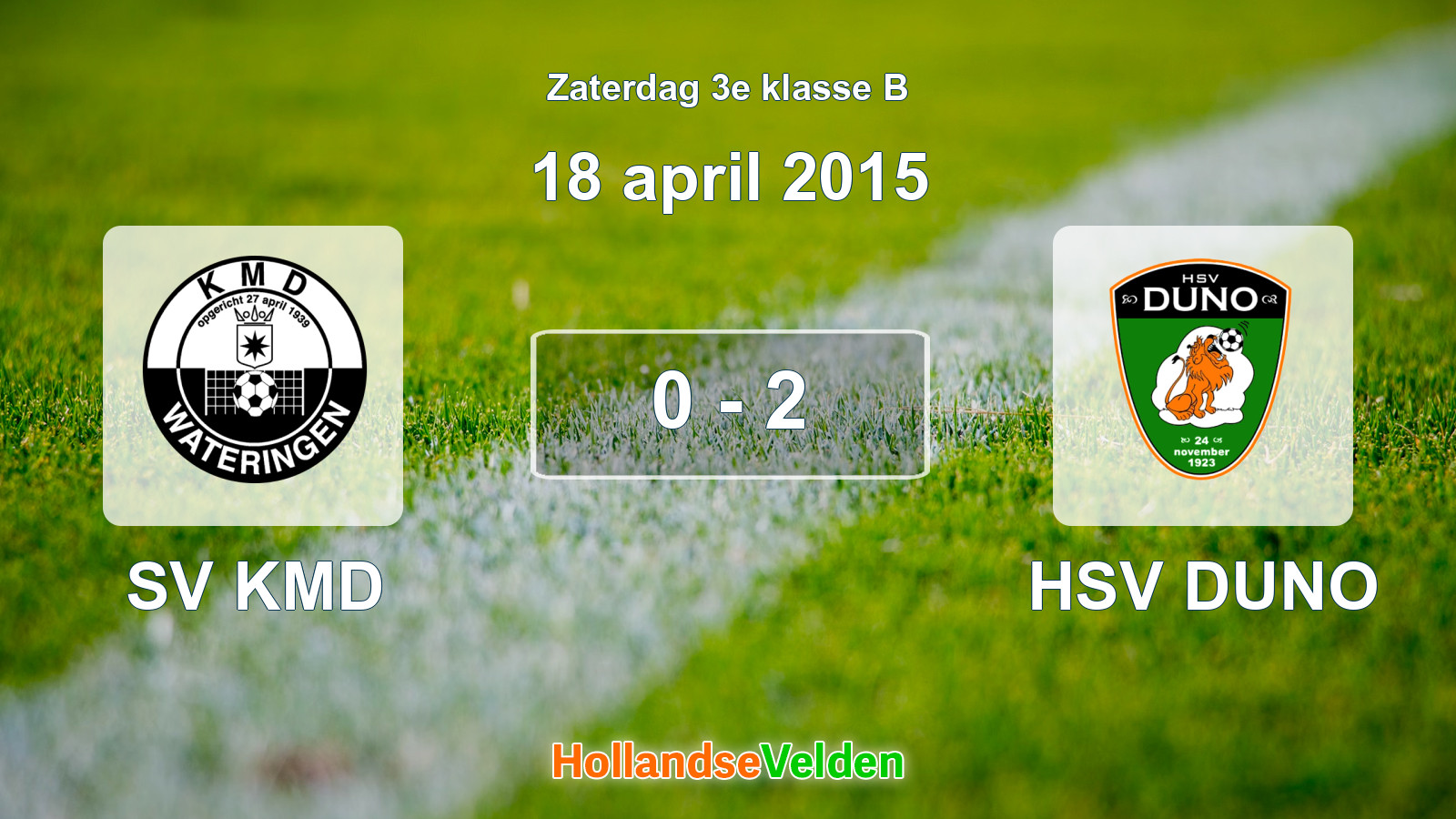 Gespeelde wedstrijd: SV KMD - HSV DUNO 0 - 2 (18 april 2015)