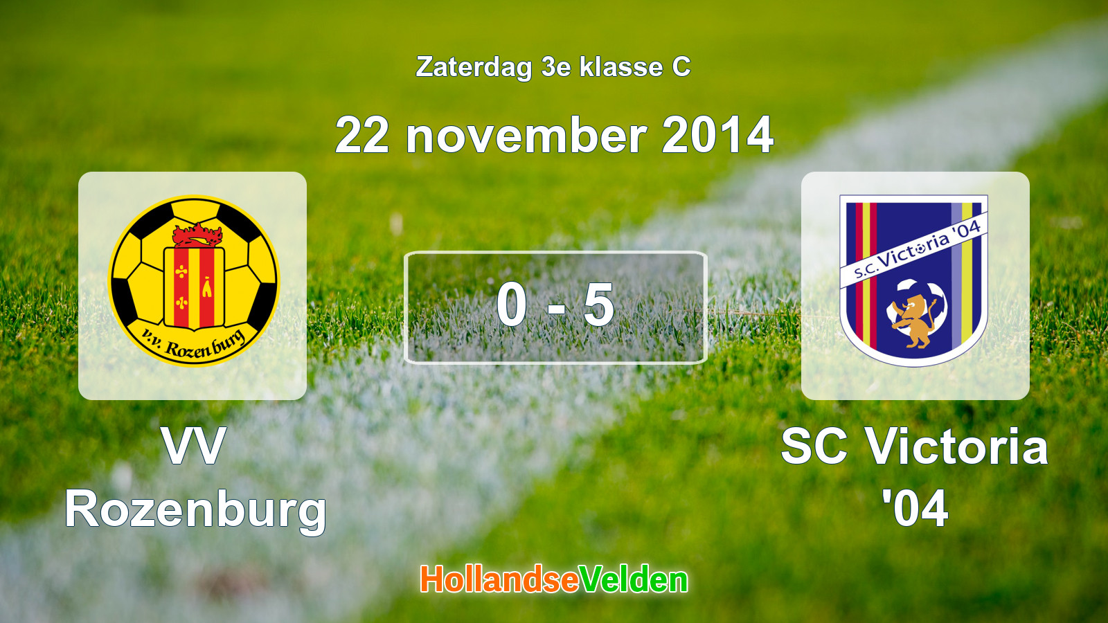 Gespeelde wedstrijd: VV Rozenburg - SC Victoria '04 0 - 5 (22 november 2014)