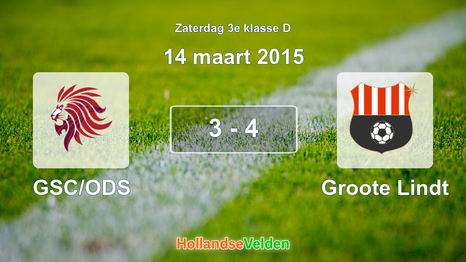 Gespeelde wedstrijd: GSC/ODS - Groote Lindt 3 - 4 (14 maart 2015)