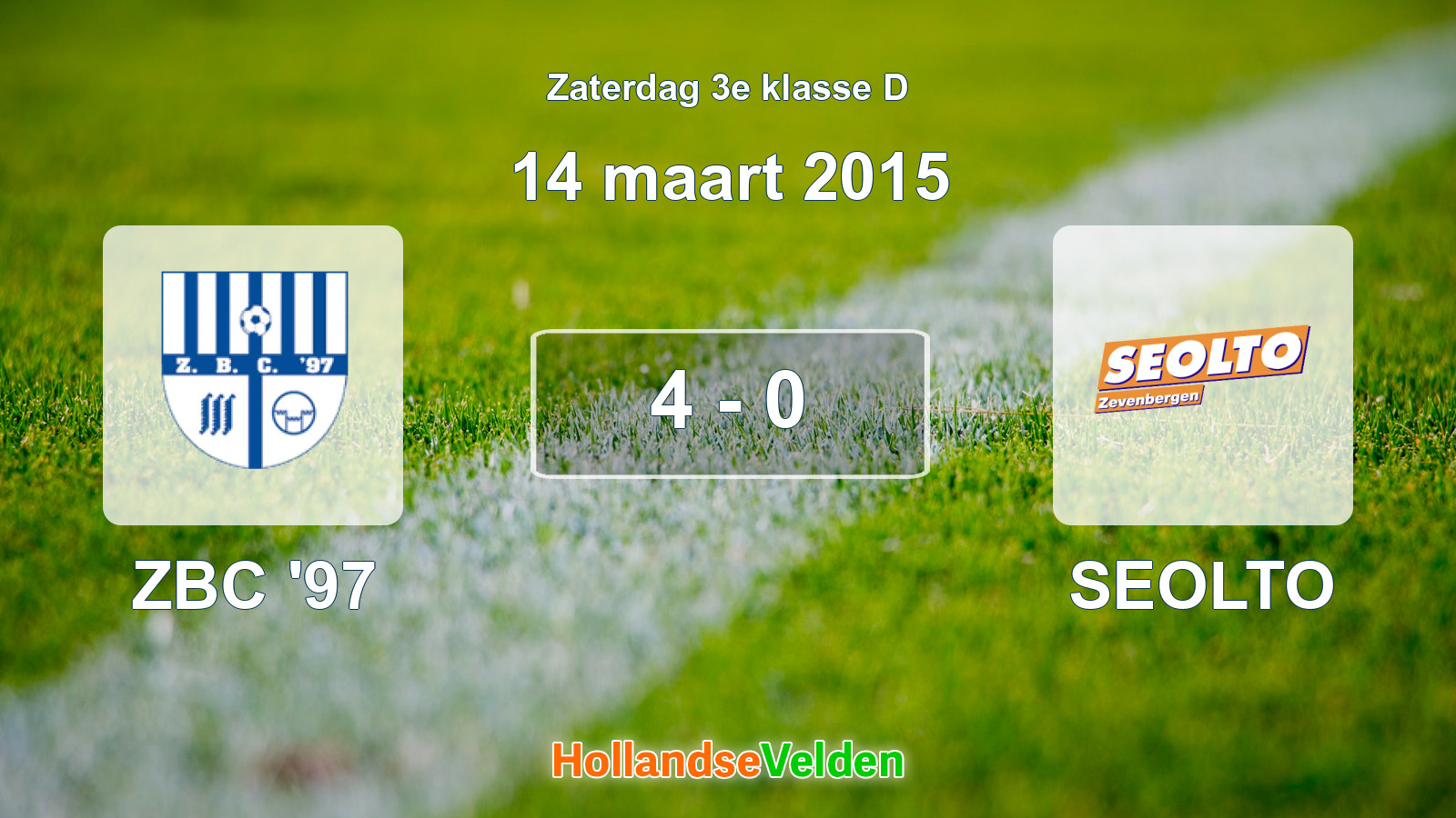 Gespeelde wedstrijd: ZBC '97 - SEOLTO 4 - 0 (14 maart 2015)