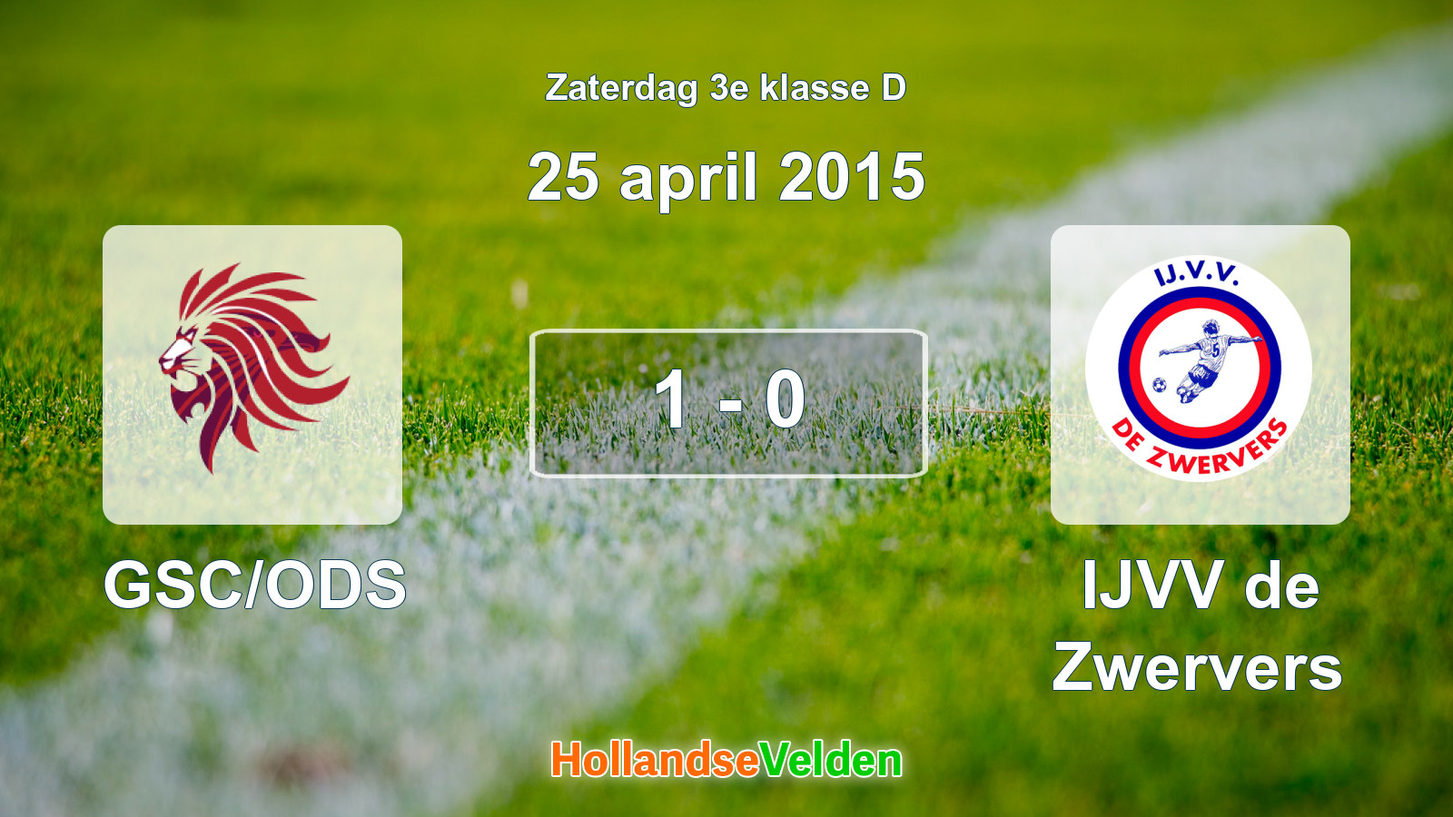 Gespeelde wedstrijd: GSC/ODS - IJVV de Zwervers 1 - 0 (25 april 2015)