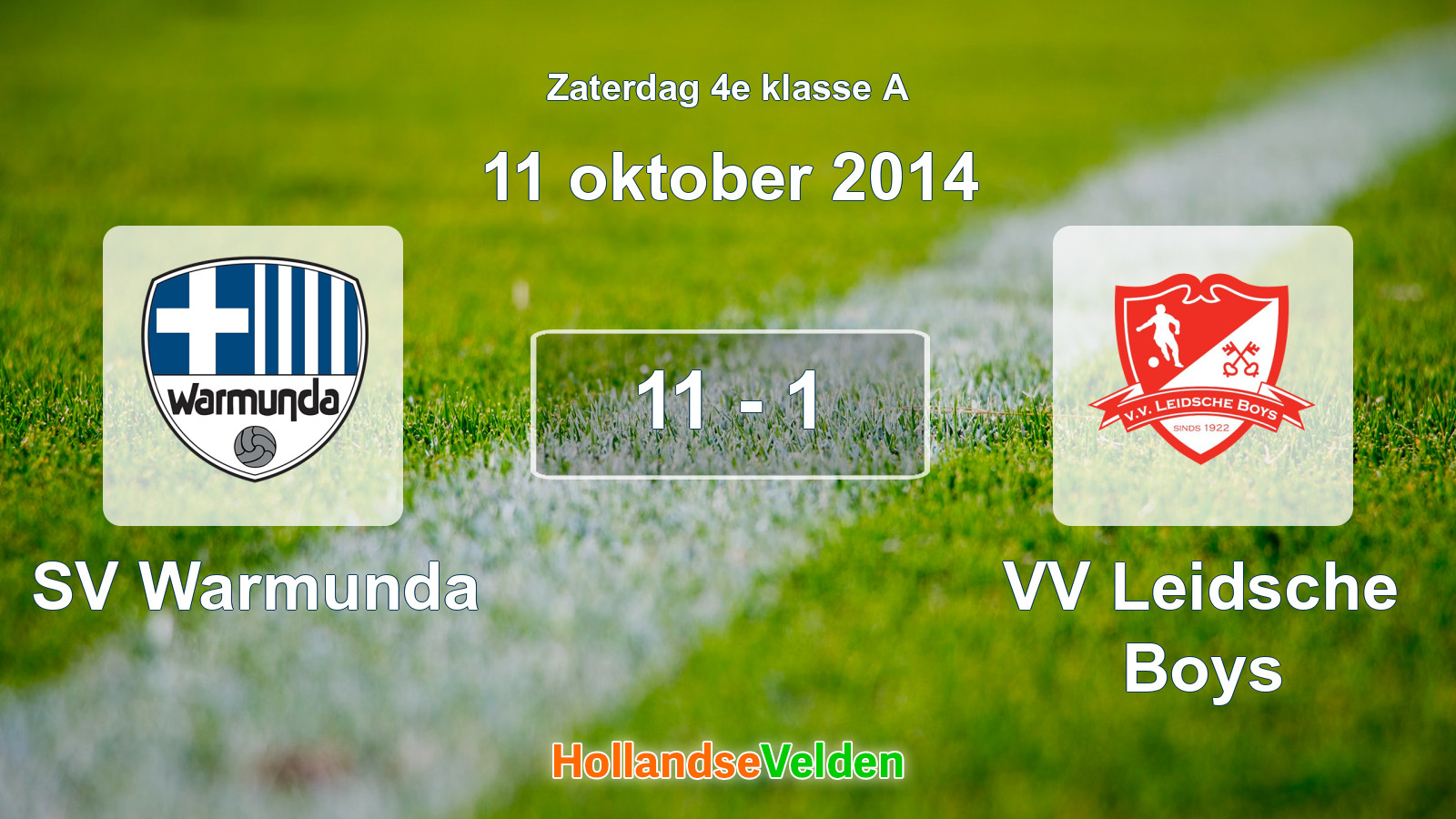 Gespeelde wedstrijd: SV Warmunda - VV Leidsche Boys 11 - 1 (11 oktober 2014)