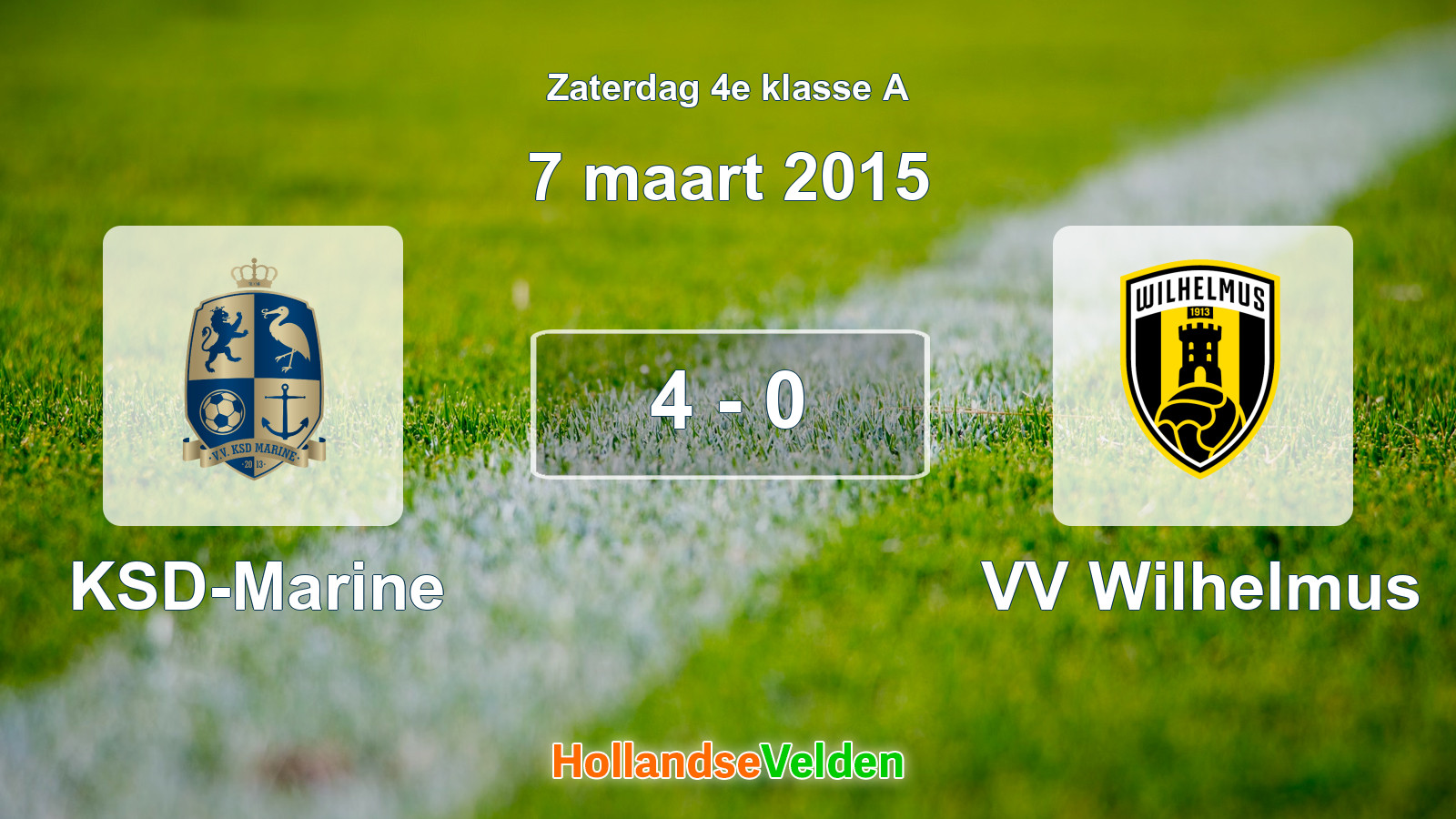 Gespeelde wedstrijd: KSD-Marine - VV Wilhelmus 4 - 0 (7 maart 2015)