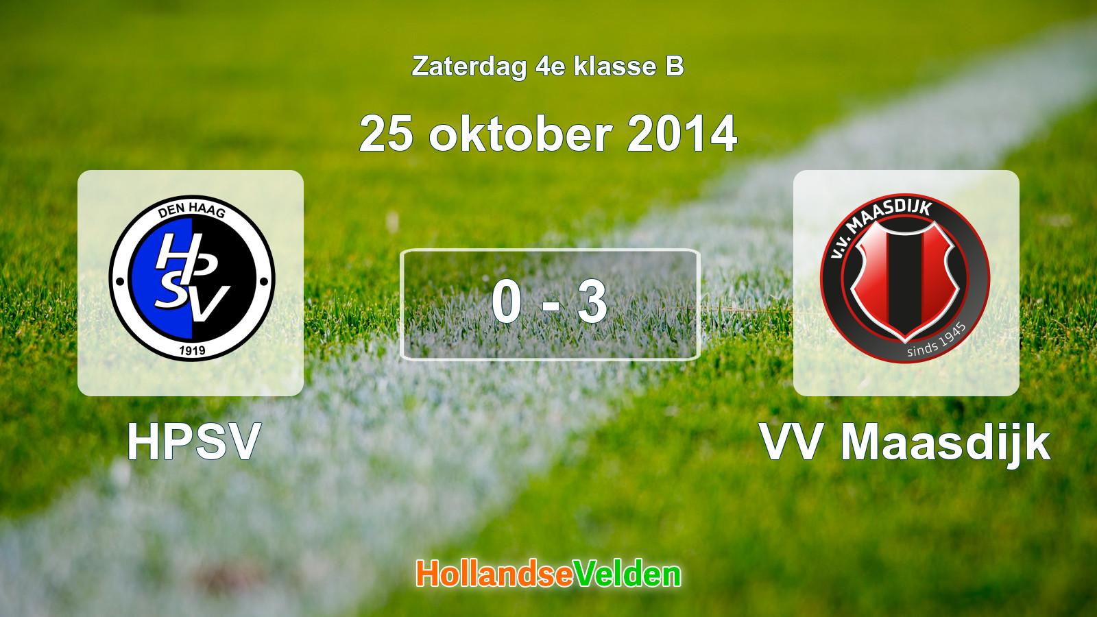 Gespeelde wedstrijd: HPSV - VV Maasdijk 0 - 3 (25 oktober 2014)