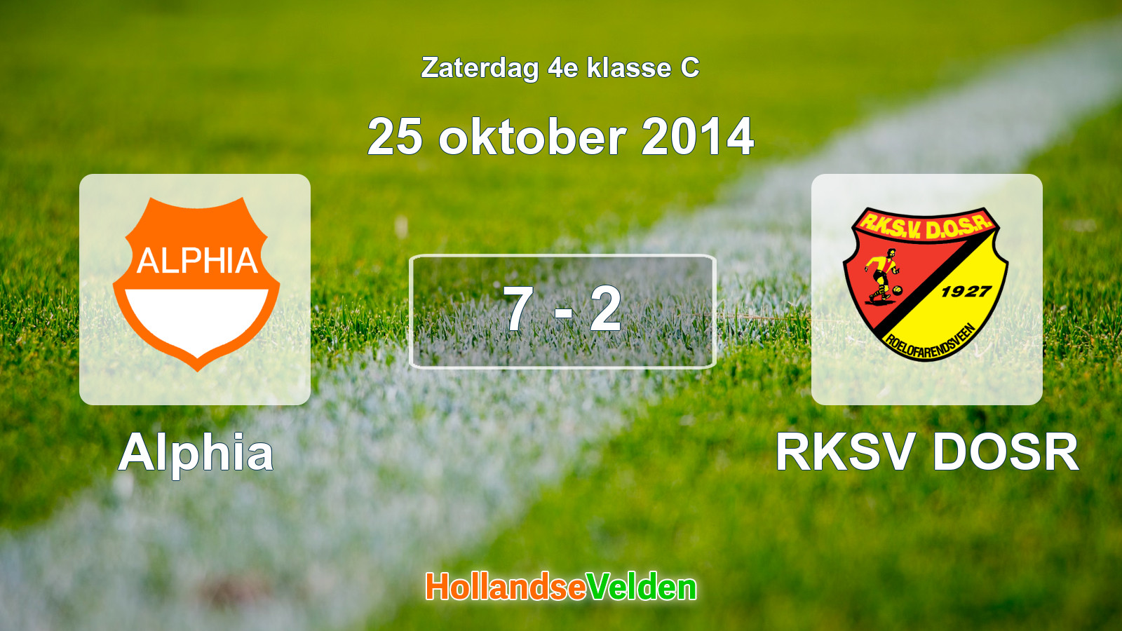 Gespeelde wedstrijd: Alphia - RKSV DOSR 7 - 2 (25 oktober 2014)