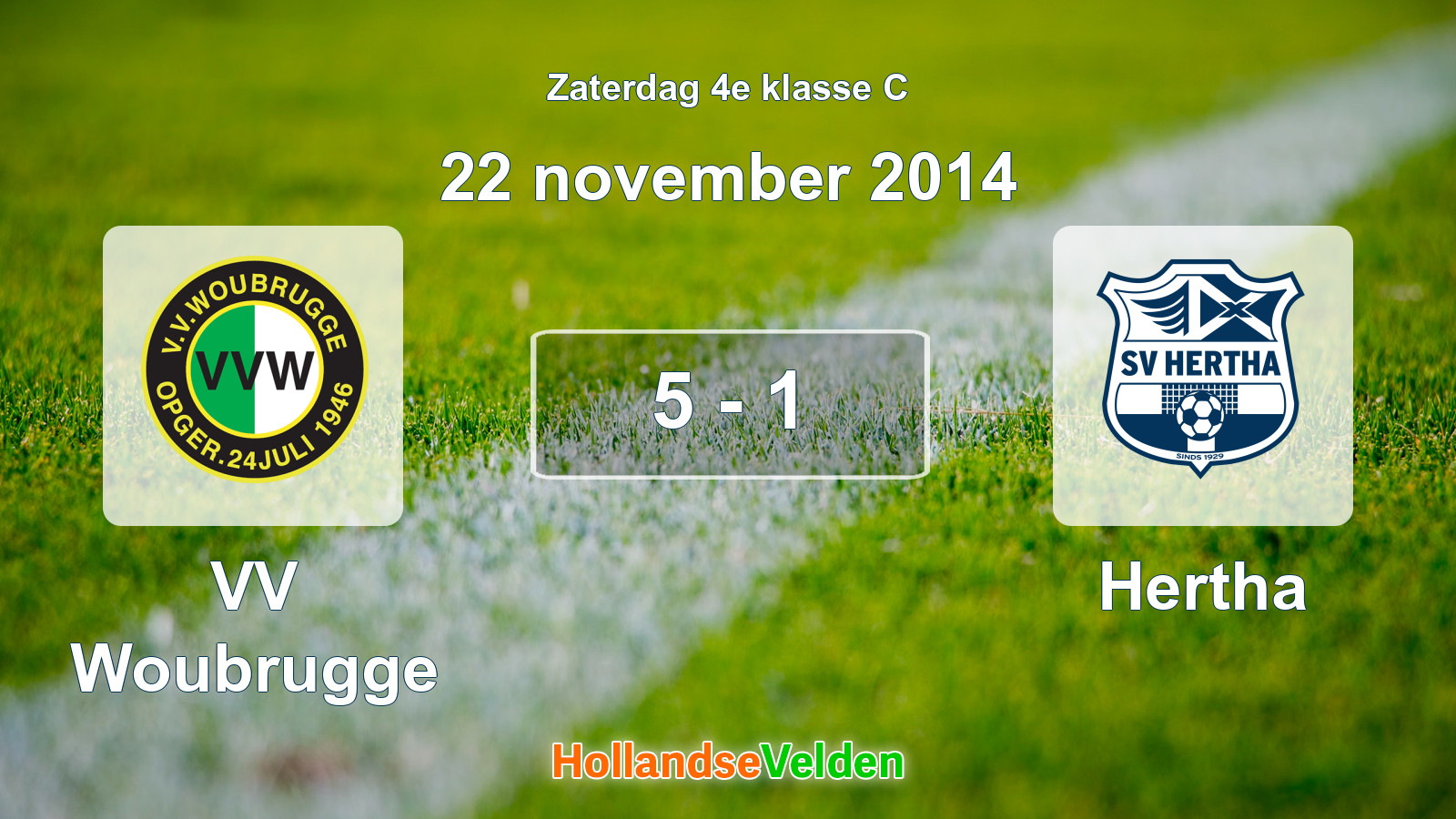 Gespeelde wedstrijd: VV Woubrugge - Hertha 5 - 1 (22 november 2014)