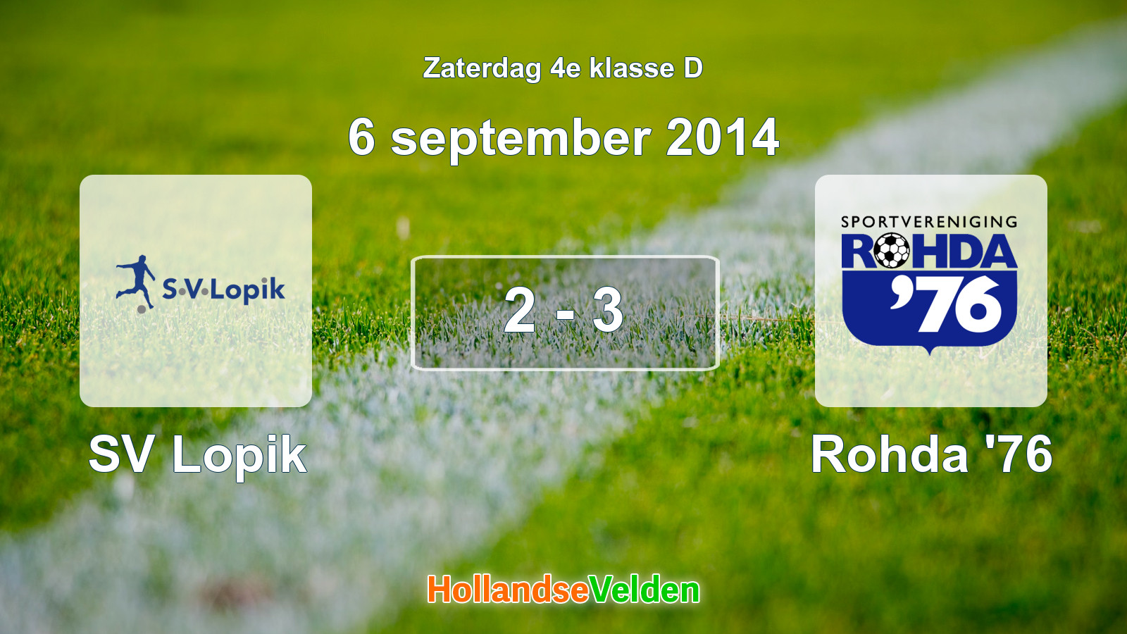 Gespeelde wedstrijd: SV Lopik - Rohda '76 2 - 3 (6 september 2014)