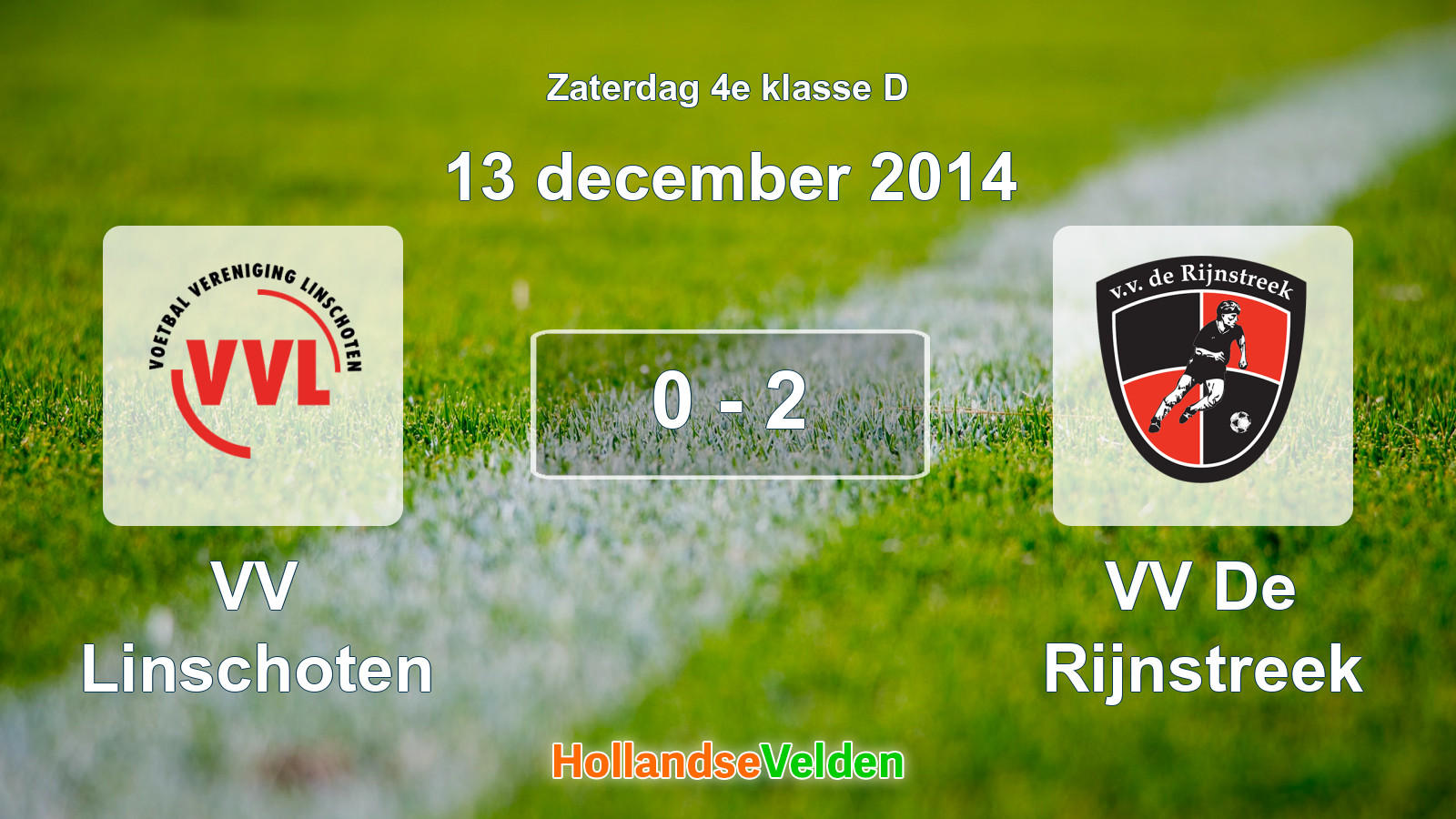 Gespeelde wedstrijd: VV Linschoten - VV De Rijnstreek 0 - 2 (13 december 2014)