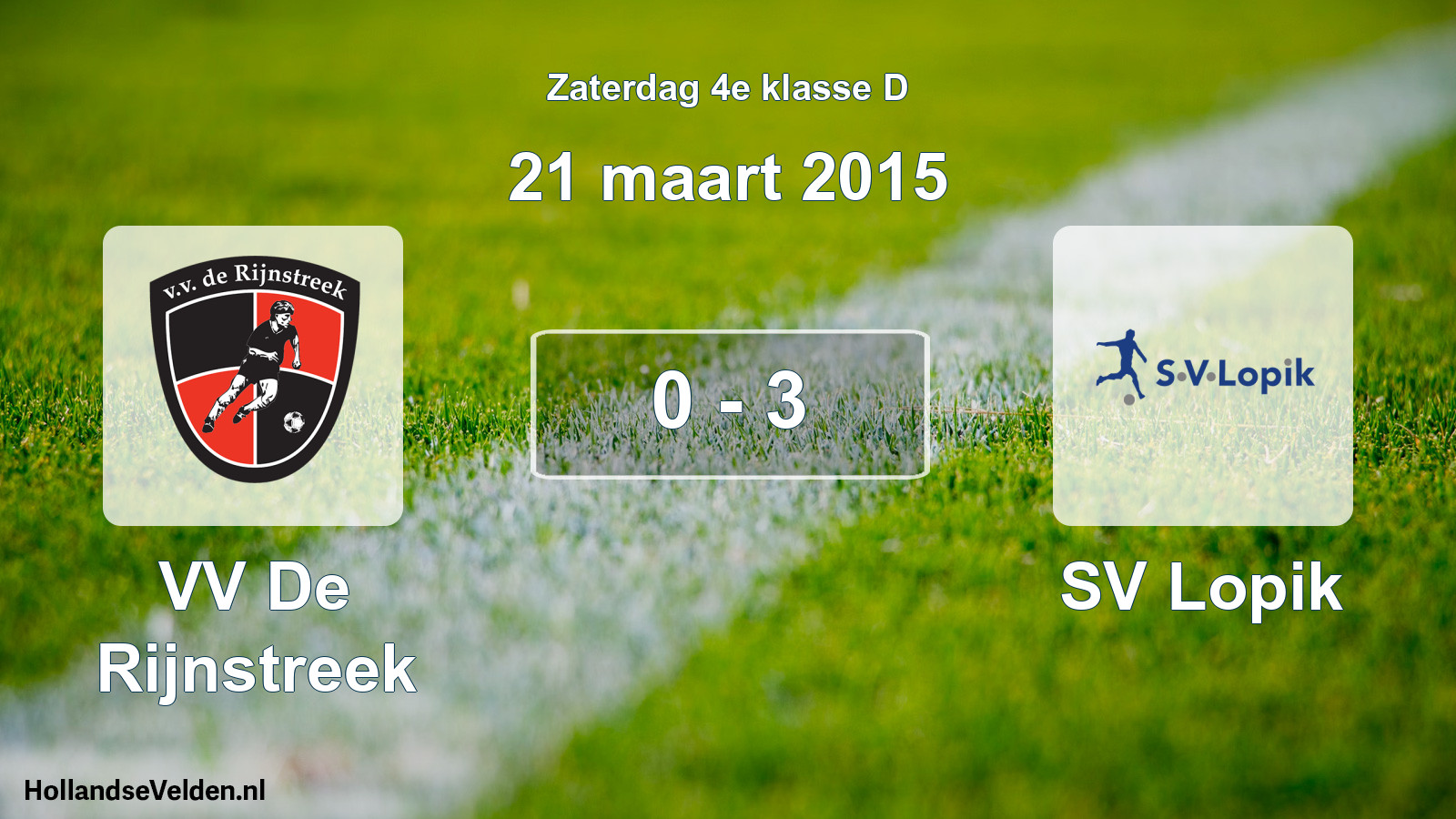Gespeelde wedstrijd: VV De Rijnstreek - SV Lopik 0 - 3 (21 maart 2015)