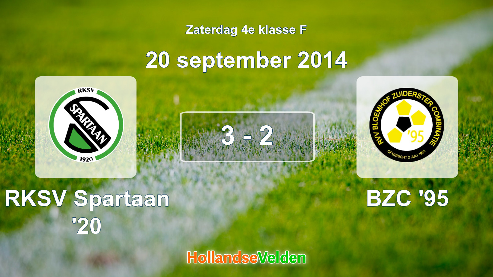 Gespeelde wedstrijd: RKSV Spartaan '20 - BZC '95 3 - 2 (20 september 2014)