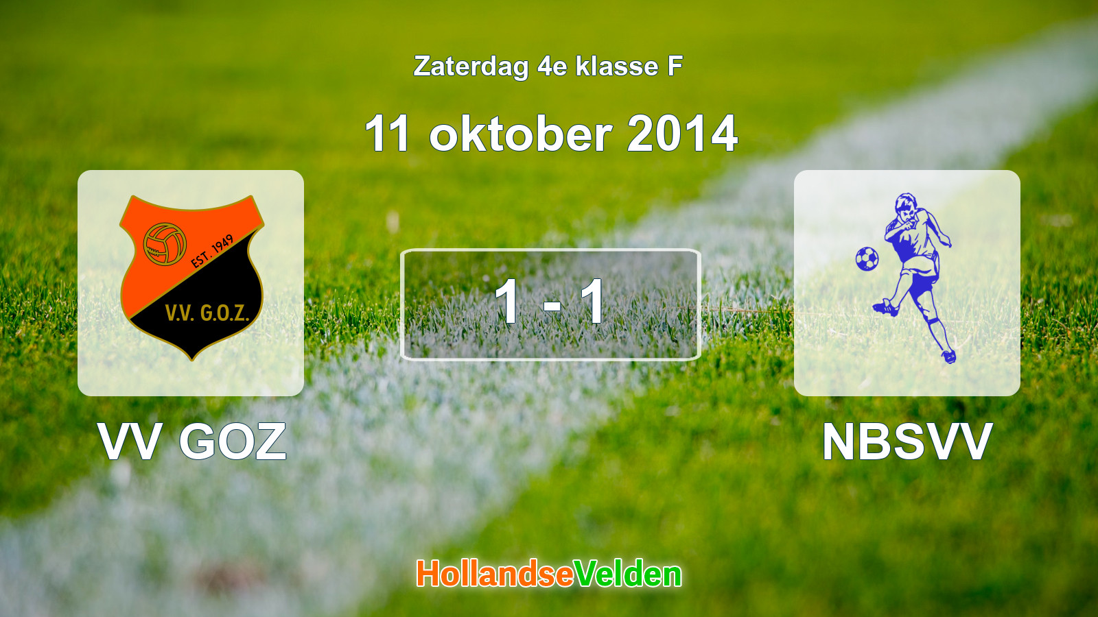 Gespeelde wedstrijd: VV GOZ - NBSVV 1 - 1 (11 oktober 2014)