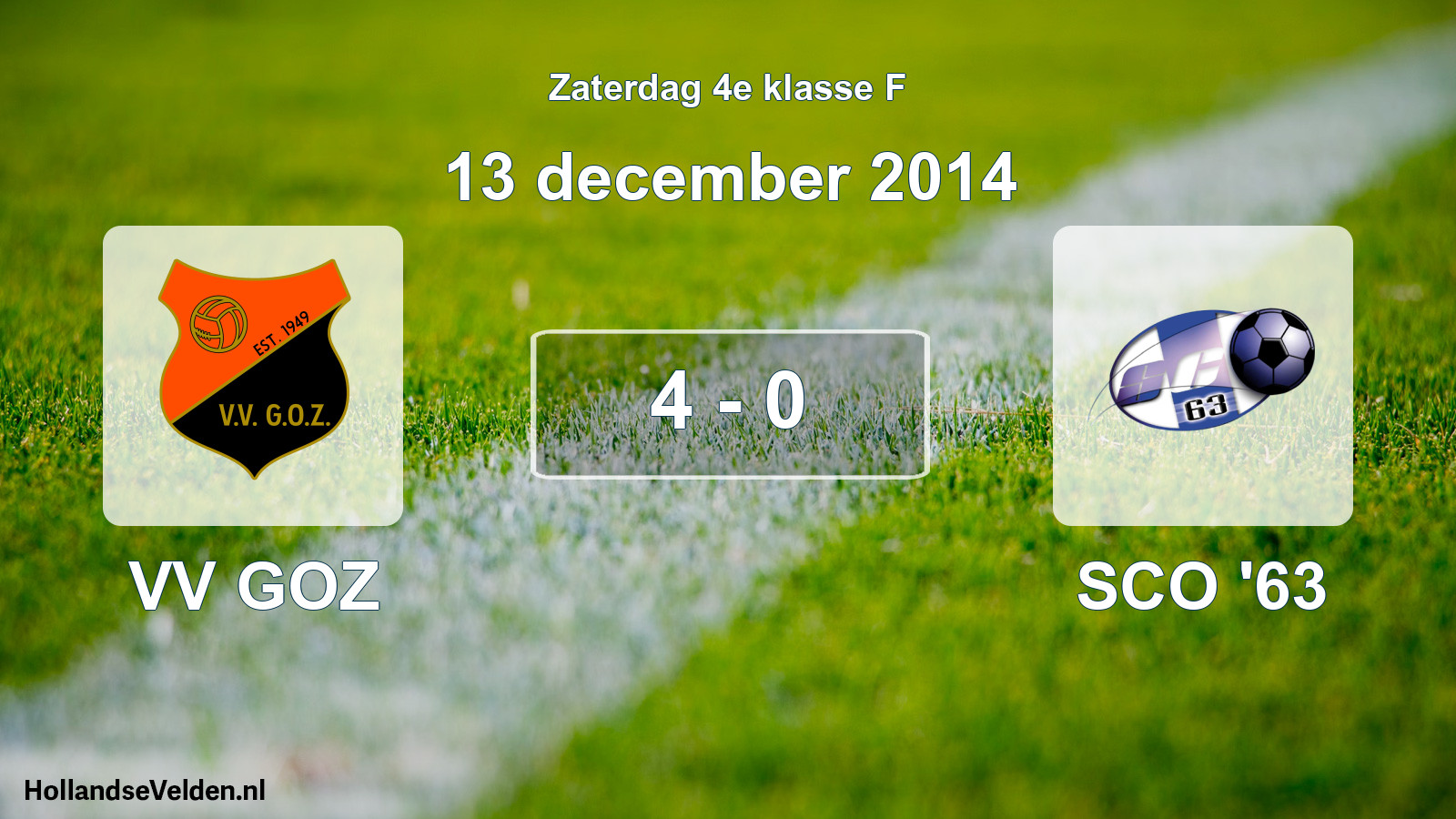 Gespeelde wedstrijd: VV GOZ - SCO '63 4 - 0 (13 december 2014)