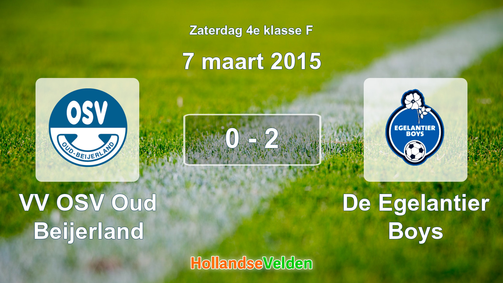 Gespeelde wedstrijd: VV OSV Oud Beijerland - De Egelantier Boys 0 - 2 (7 maart 2015)