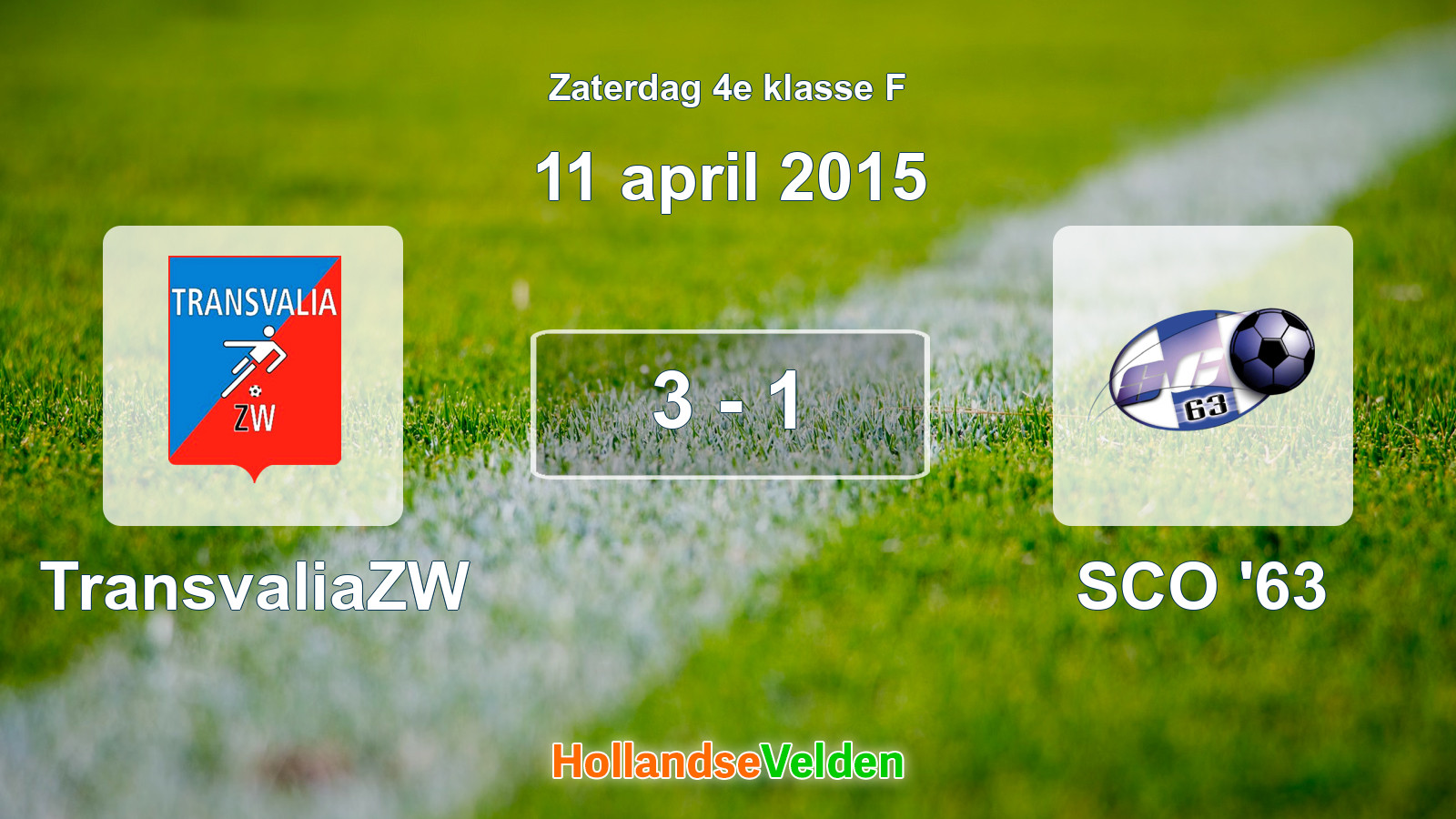 Gespeelde wedstrijd: TransvaliaZW - SCO '63 3 - 1 (11 april 2015)