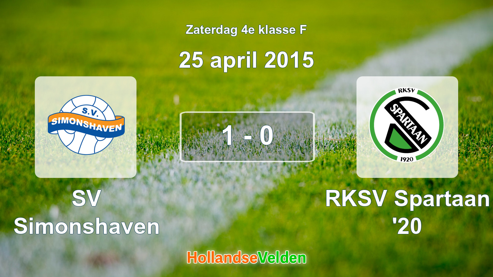 Gespeelde wedstrijd: SV Simonshaven - RKSV Spartaan '20 1 - 0 (25 april 2015)