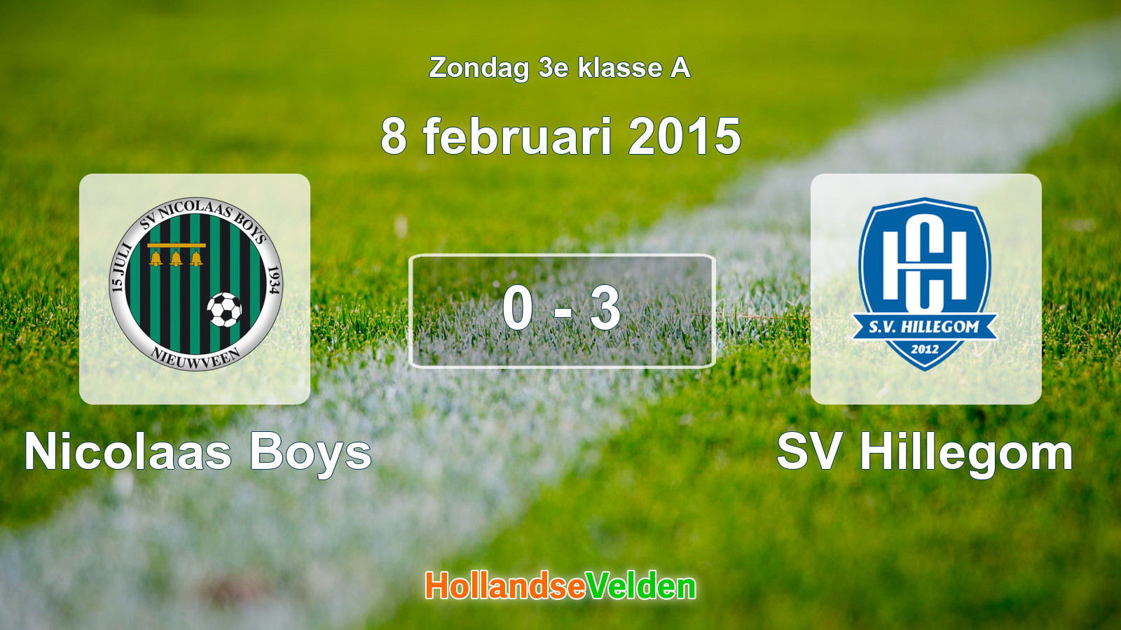 Gespeelde wedstrijd: Nicolaas Boys - SV Hillegom 0 - 3 (8 februari 2015)