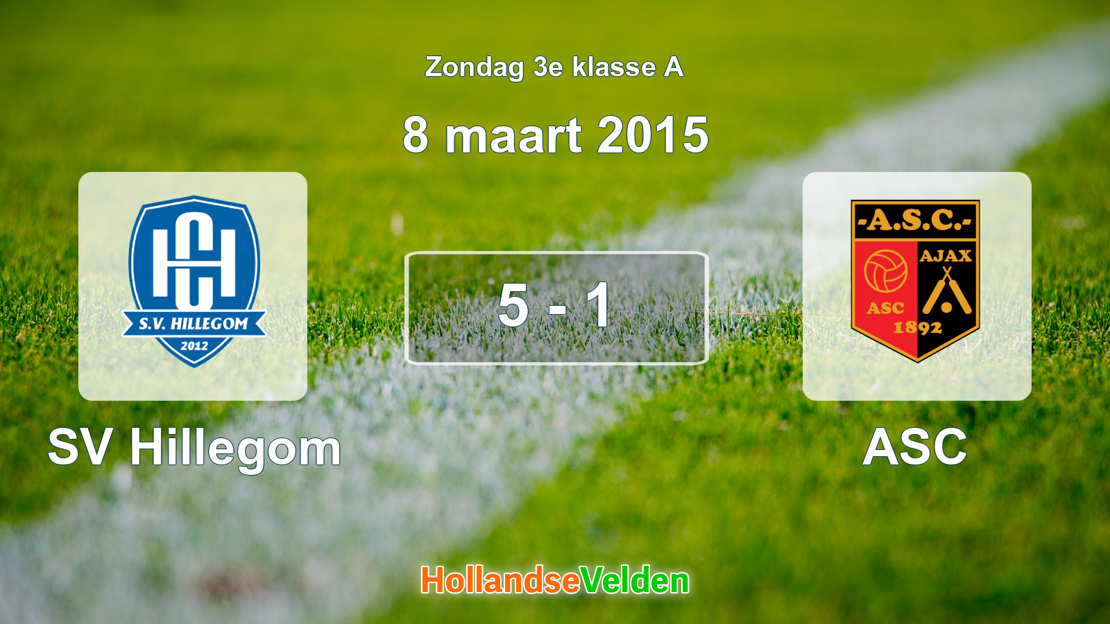 Gespeelde wedstrijd: SV Hillegom - ASC 5 - 1 (8 maart 2015)