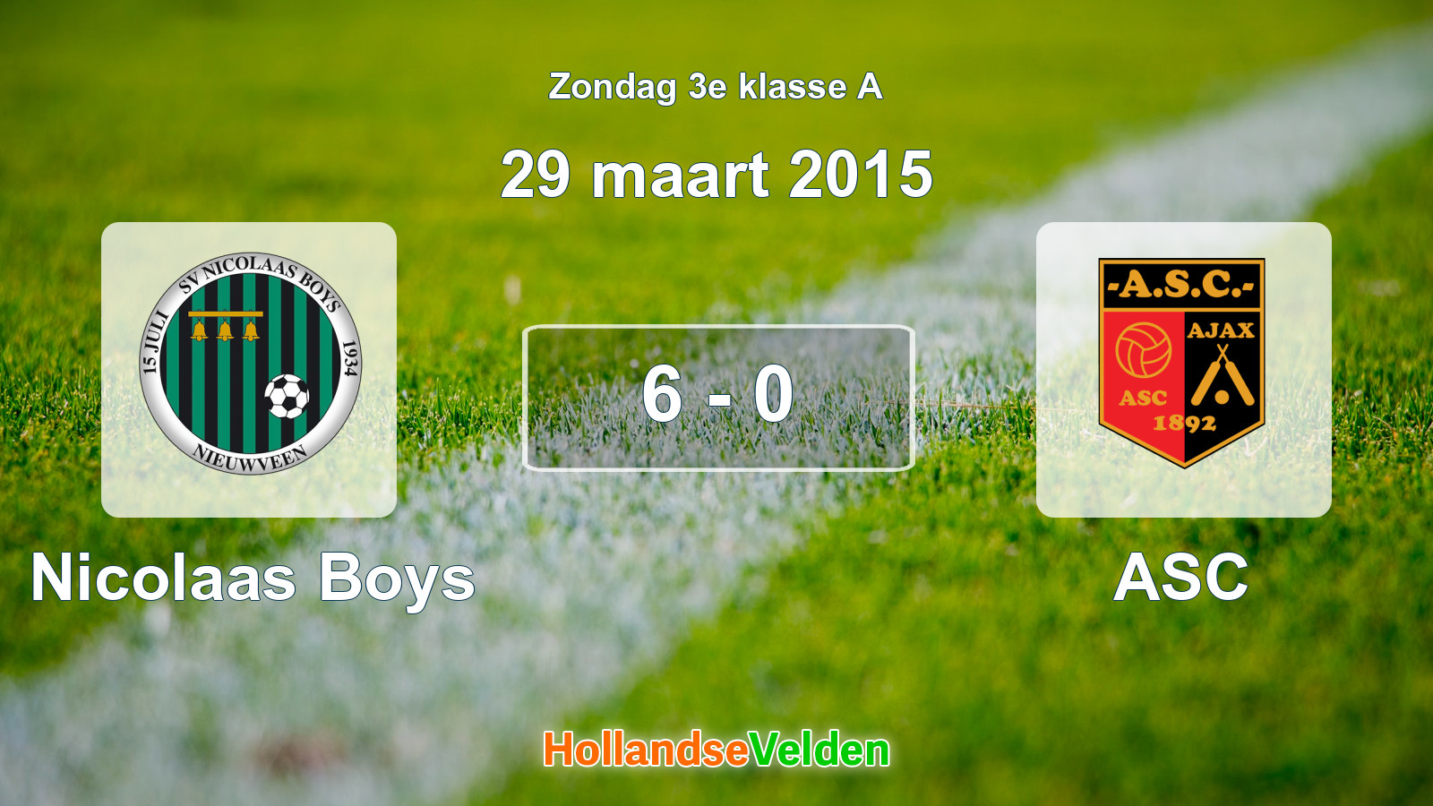 Gespeelde wedstrijd: Nicolaas Boys - ASC 6 - 0 (29 maart 2015)