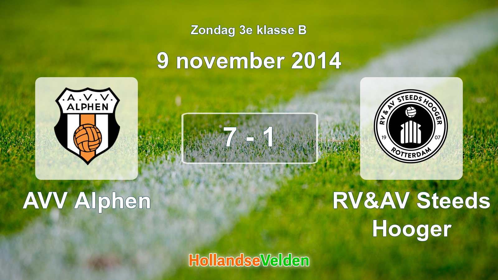 Gespeelde wedstrijd: AVV Alphen - RV&AV Steeds Hooger 7 - 1 (9 november 2014)