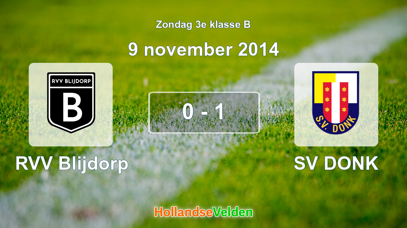 Gespeelde wedstrijd: RVV Blijdorp - SV DONK 0 - 1 (9 november 2014)