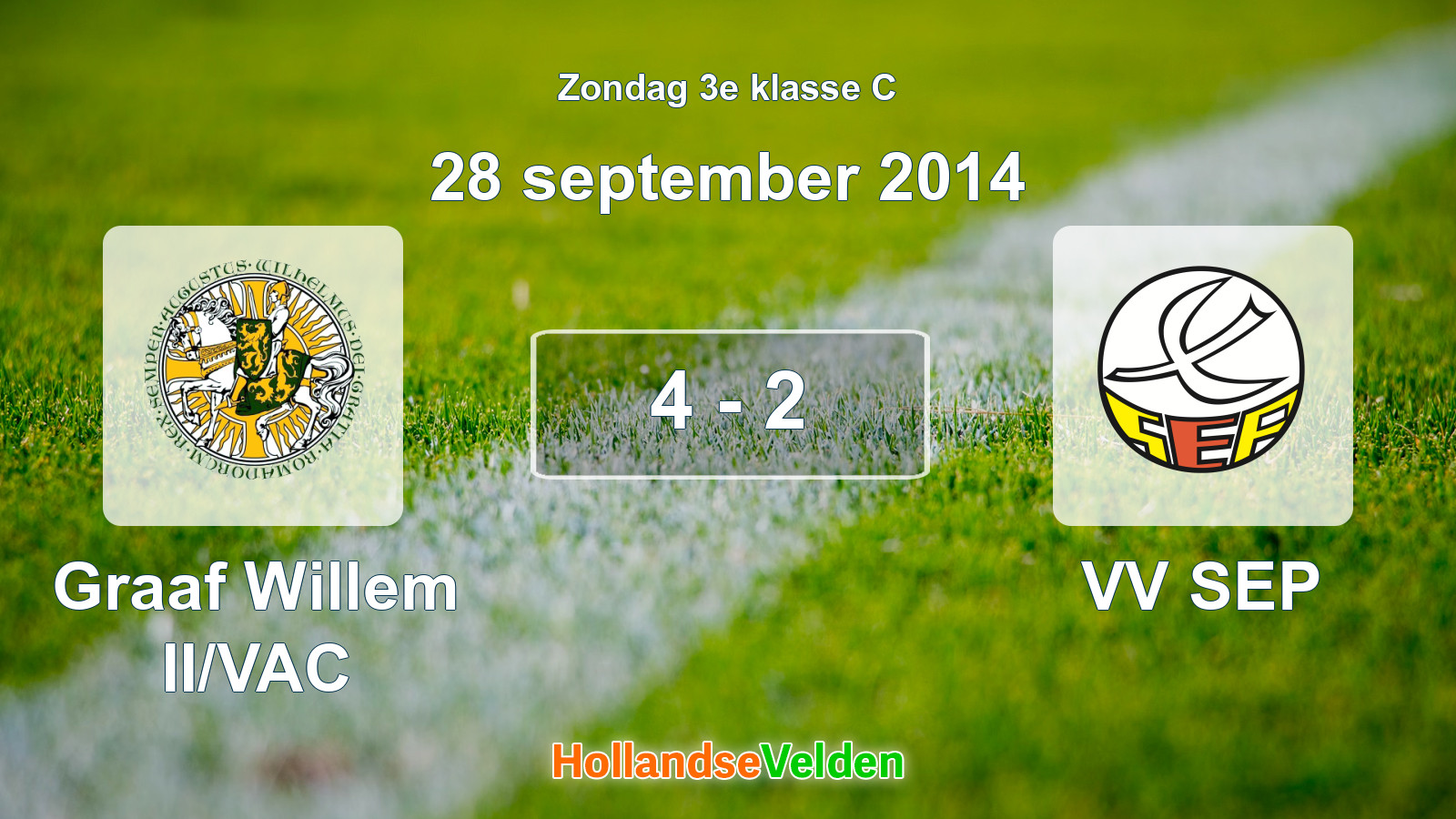 Gespeelde wedstrijd: Graaf Willem II/VAC - VV SEP 4 - 2 (28 september 2014)