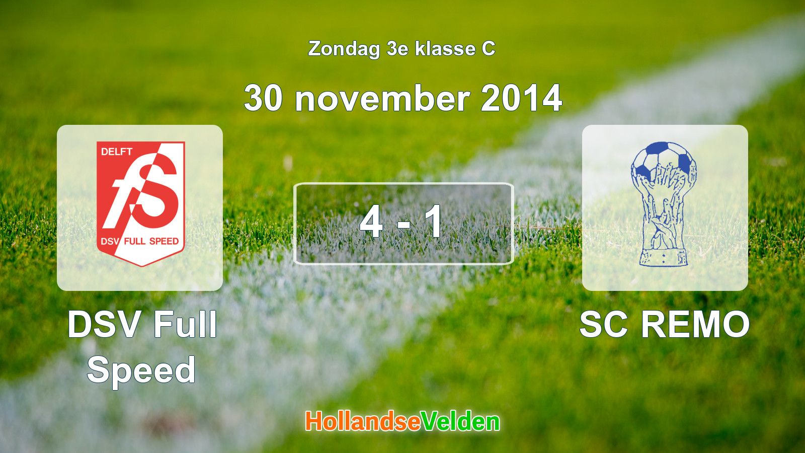 Gespeelde wedstrijd: DSV Full Speed - SC REMO 4 - 1 (30 november 2014)