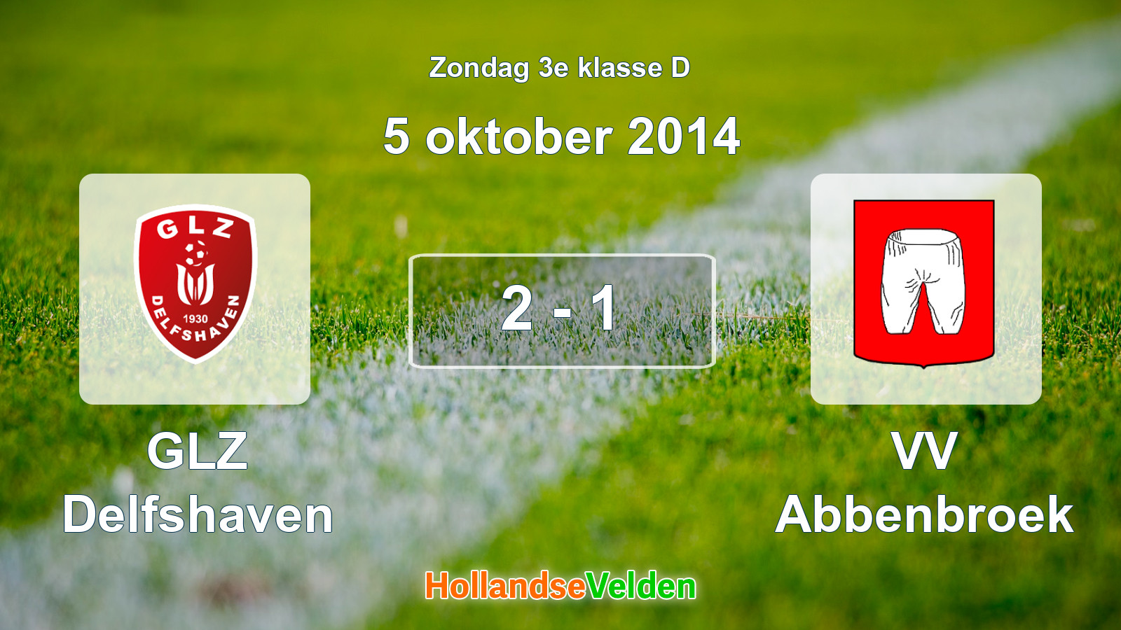 Gespeelde wedstrijd: GLZ Delfshaven - VV Abbenbroek 2 - 1 (5 oktober 2014)