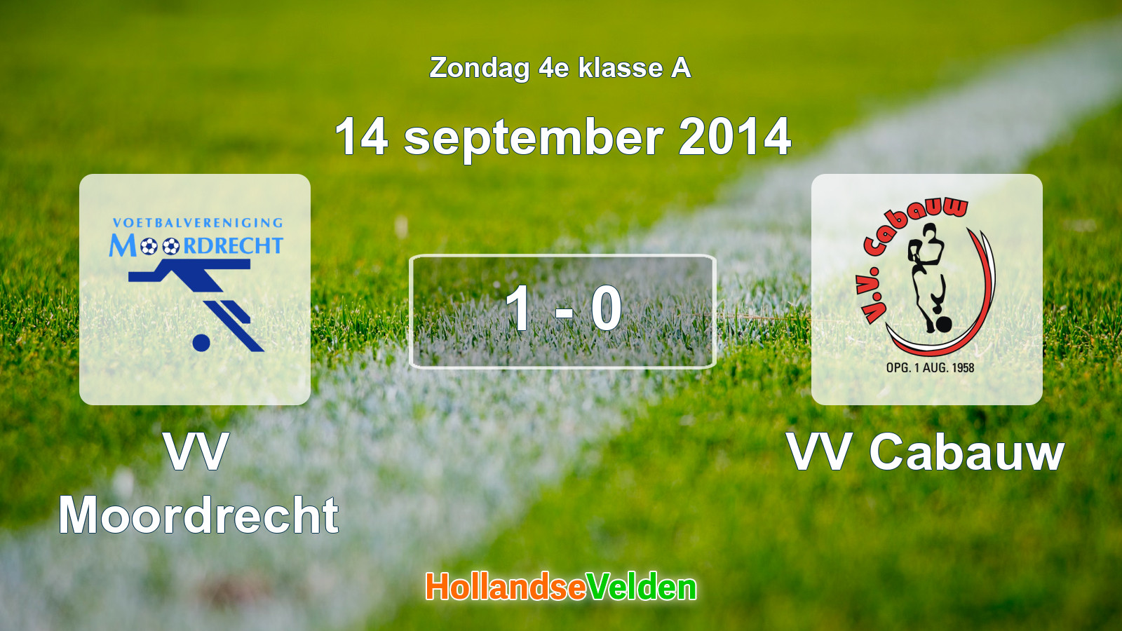 Gespeelde wedstrijd: VV Moordrecht - VV Cabauw 1 - 0 (14 september 2014)