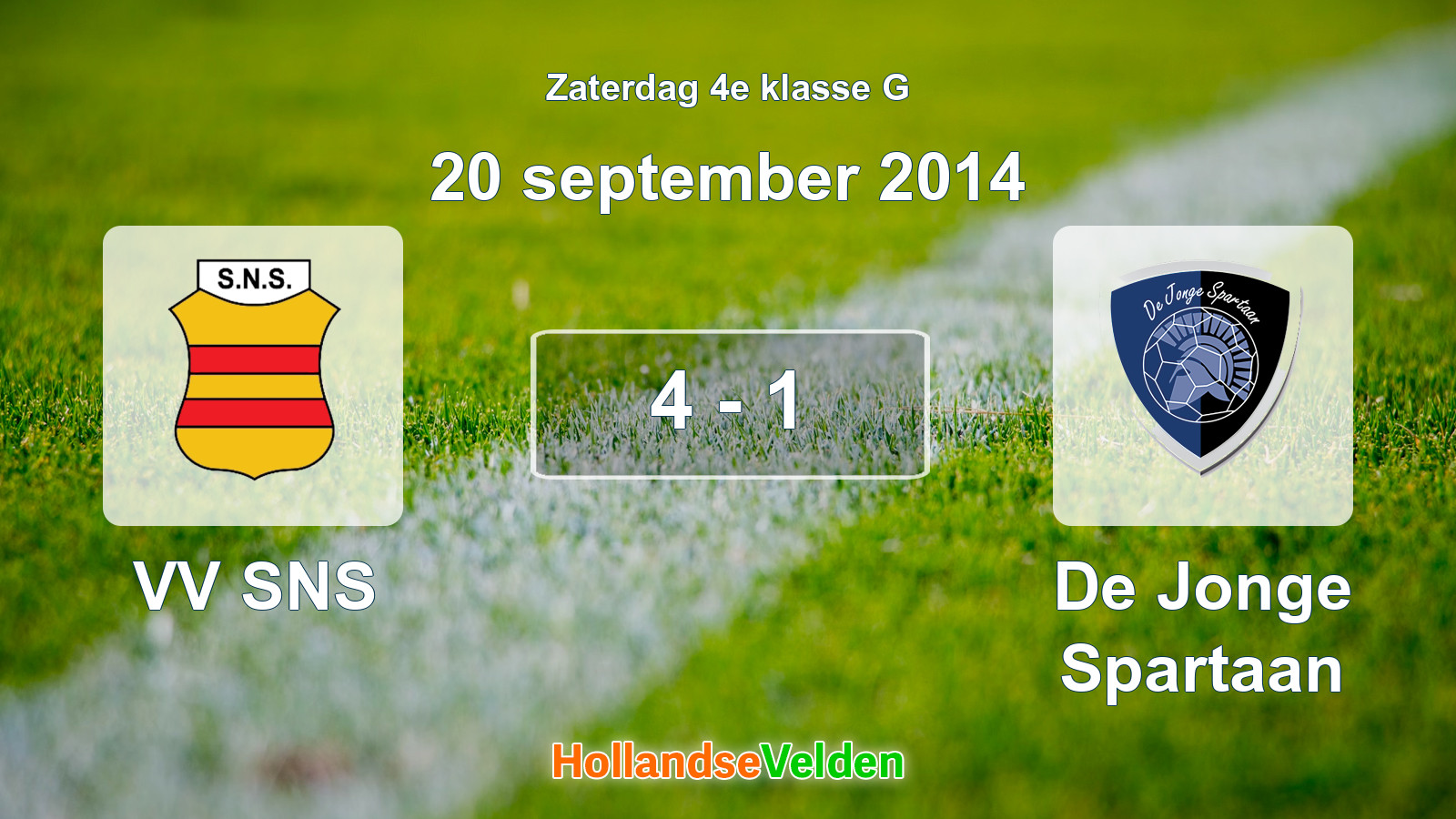 Gespeelde wedstrijd: VV SNS - De Jonge Spartaan 4 - 1 (20 september 2014)