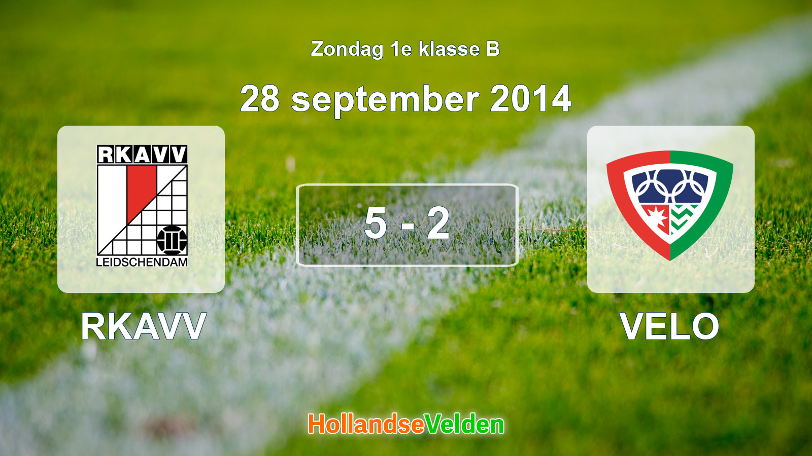 Gespeelde wedstrijd: RKAVV - VELO 5 - 2 (28 september 2014)