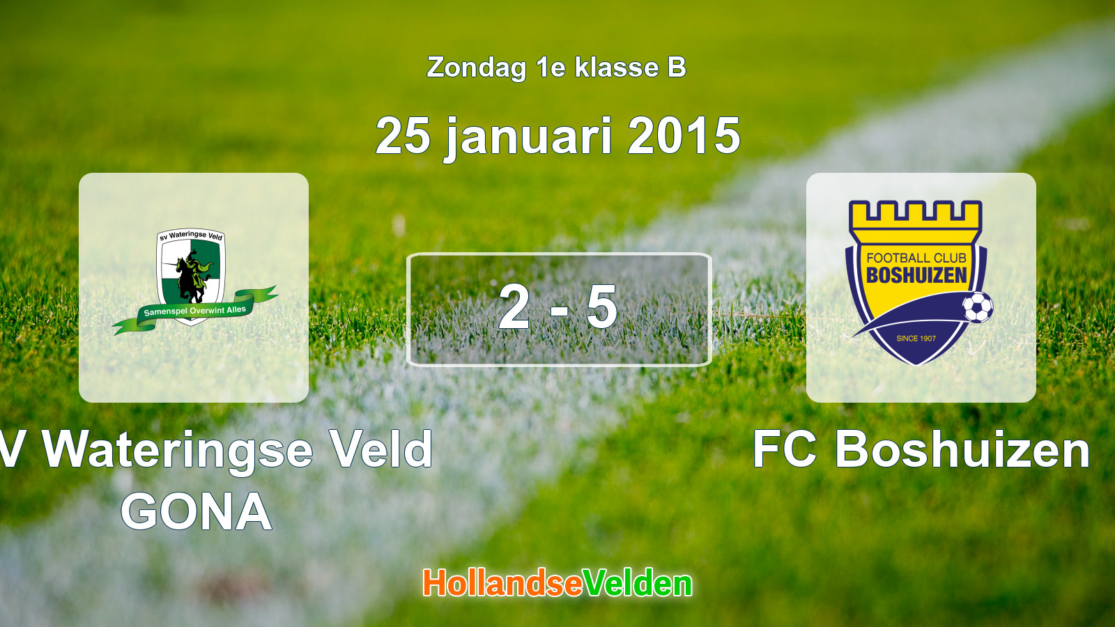 Gespeelde wedstrijd: SV Wateringse Veld GONA - FC Boshuizen 2 - 5 (25 januari 2015)