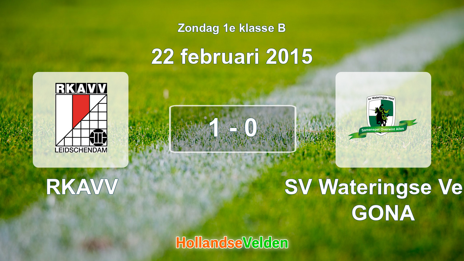 Gespeelde wedstrijd: RKAVV - SV Wateringse Veld GONA 1 - 0 (22 februari 2015)