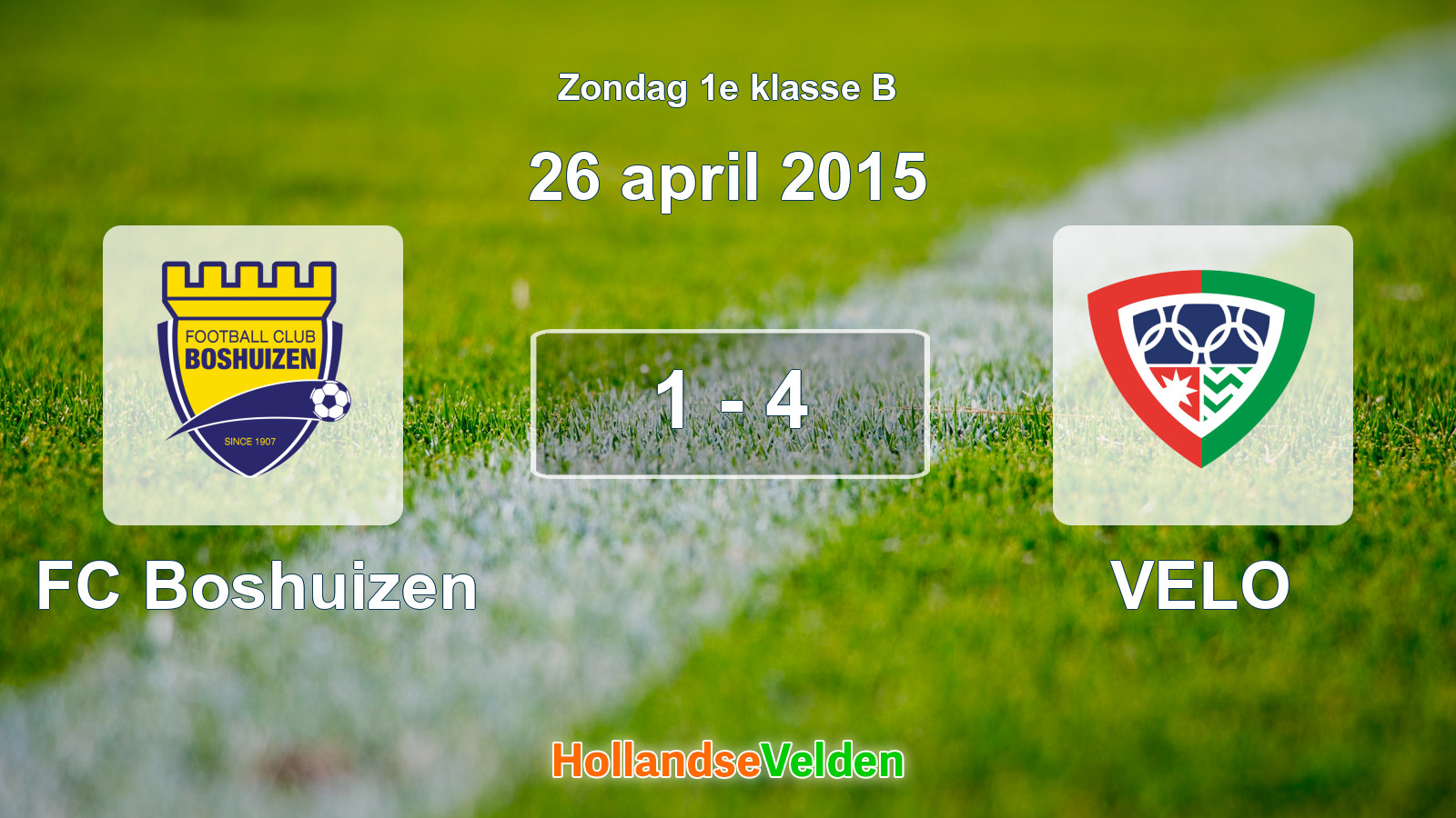 Gespeelde wedstrijd: FC Boshuizen - VELO 1 - 4 (26 april 2015)