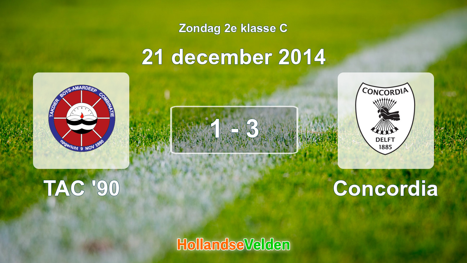 Gespeelde wedstrijd: TAC '90 - Concordia 1 - 3 (21 december 2014)