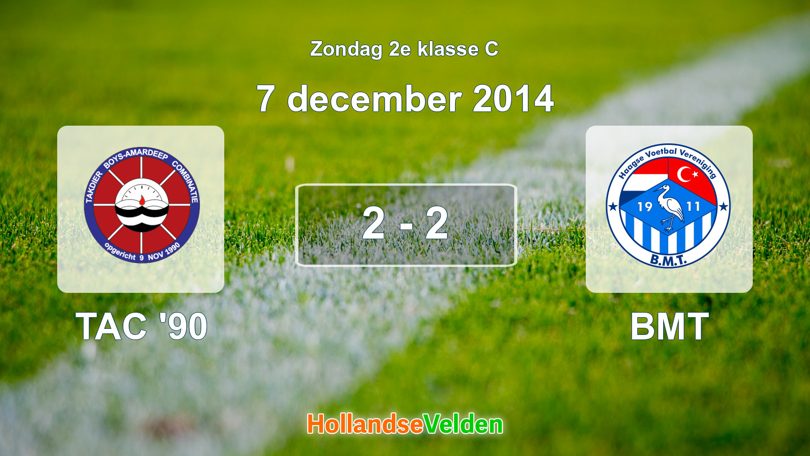 Gespeelde wedstrijd: TAC '90 - BMT 2 - 2 (7 december 2014)