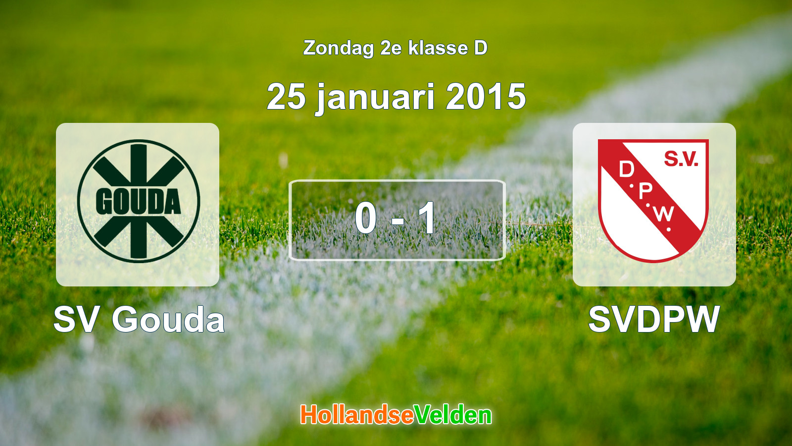 Gespeelde wedstrijd: SV Gouda - SVDPW 0 - 1 (25 januari 2015)