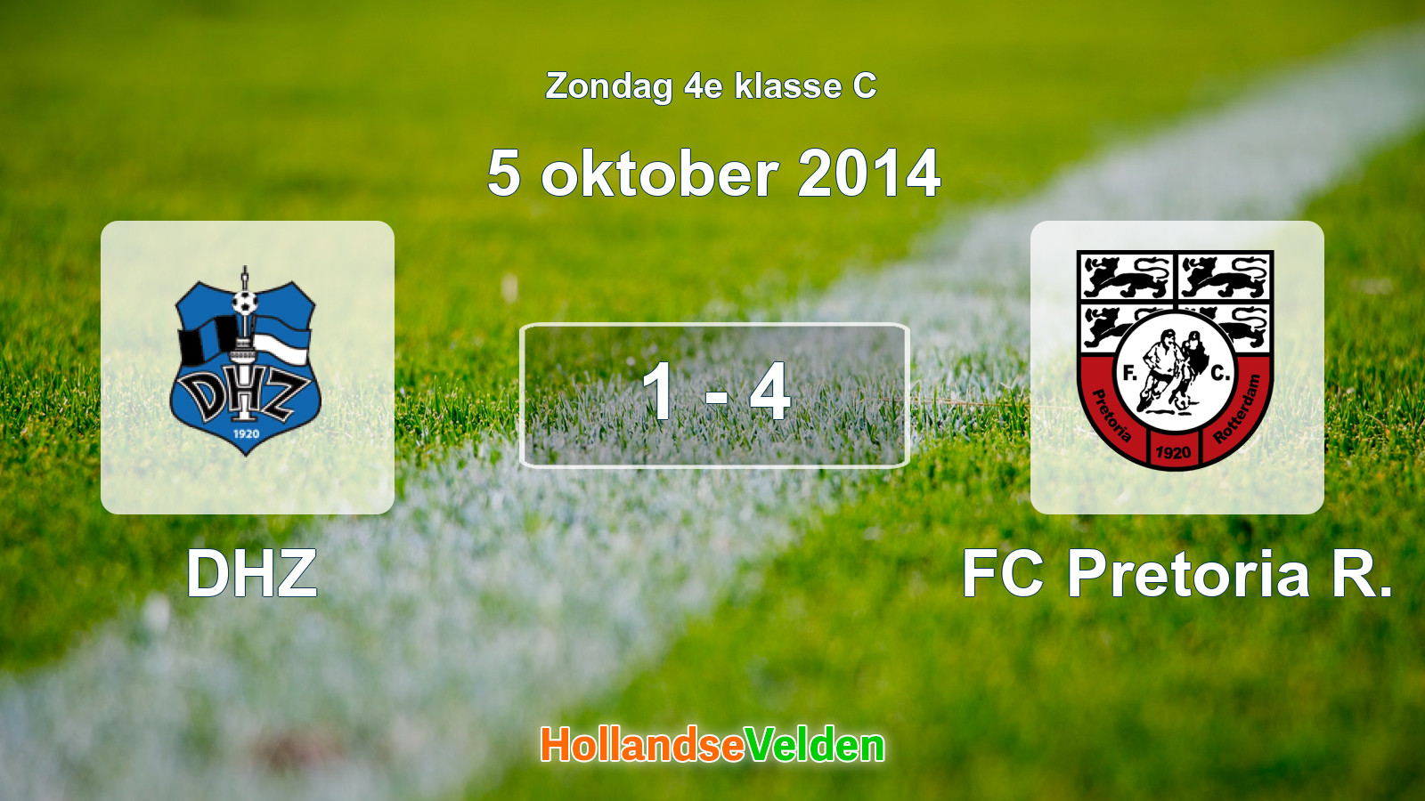 Gespeelde wedstrijd: DHZ - FC Pretoria R. 1 - 4 (5 oktober 2014)