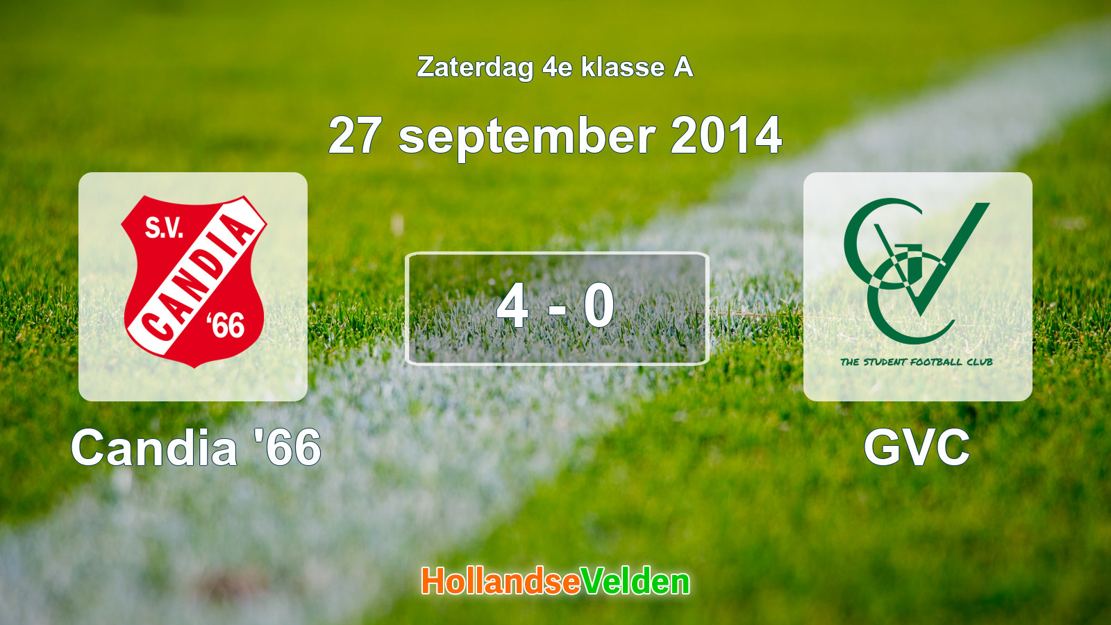 Gespeelde wedstrijd: Candia '66 - GVC 4 - 0 (27 september 2014)