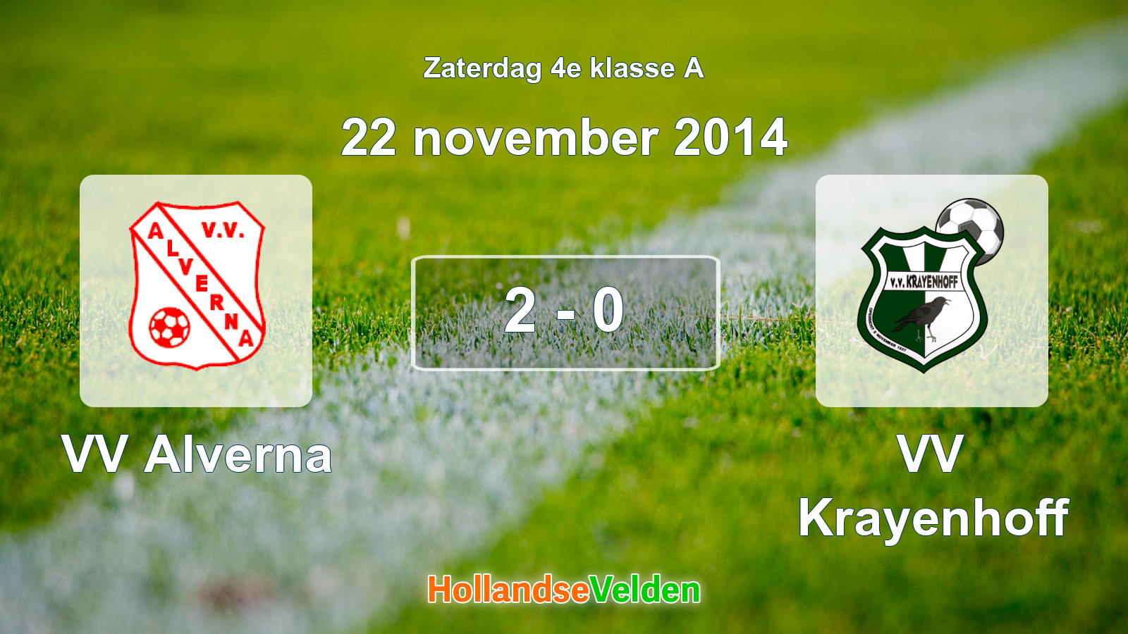 Gespeelde wedstrijd: VV Alverna - VV Krayenhoff 2 - 0 (22 november 2014)