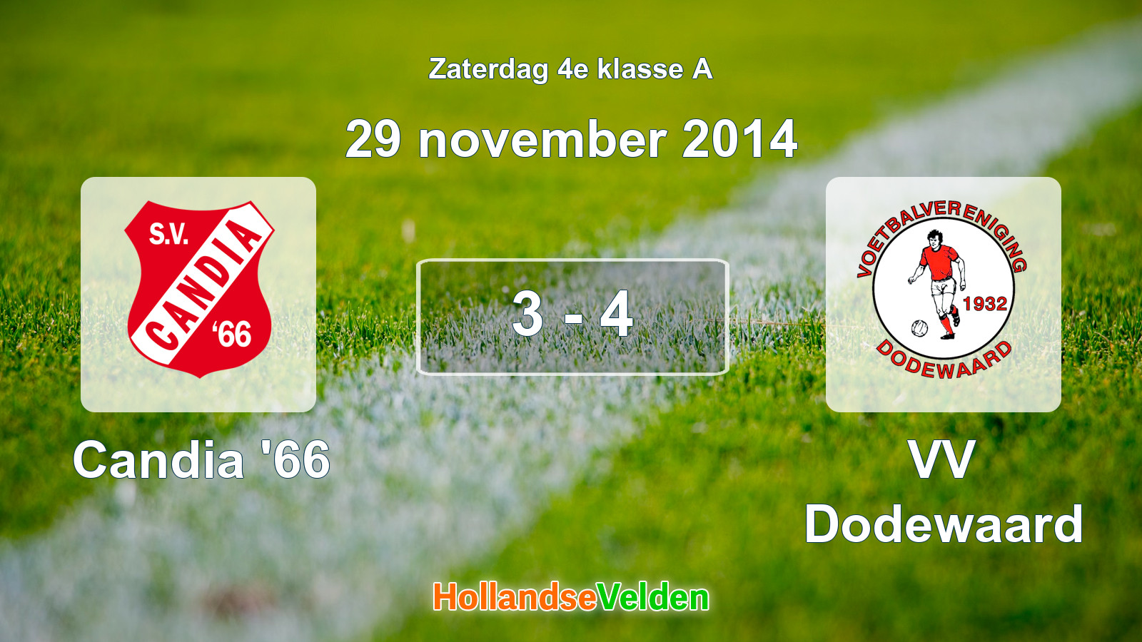 Gespeelde wedstrijd: Candia '66 - VV Dodewaard 3 - 4 (29 november 2014)