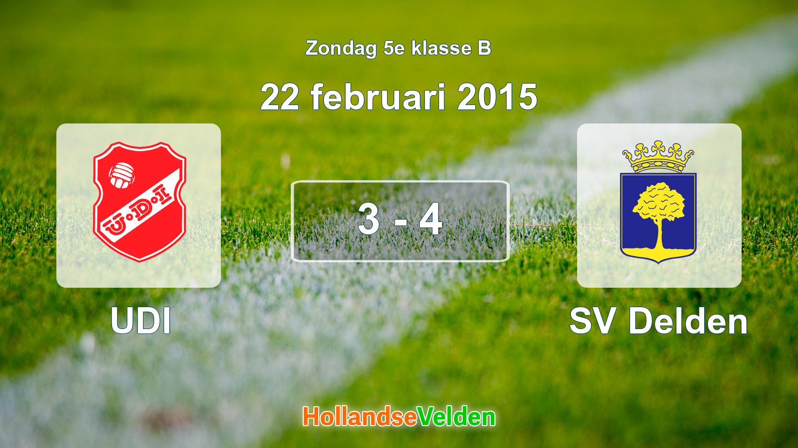 Gespeelde wedstrijd: UDI - SV Delden 3 - 4 (22 februari 2015)