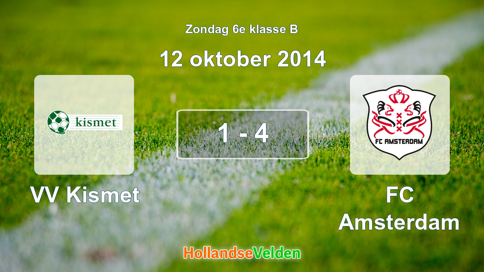 Gespeelde wedstrijd: VV Kismet - FC Amsterdam 1 - 4 (12 oktober 2014)