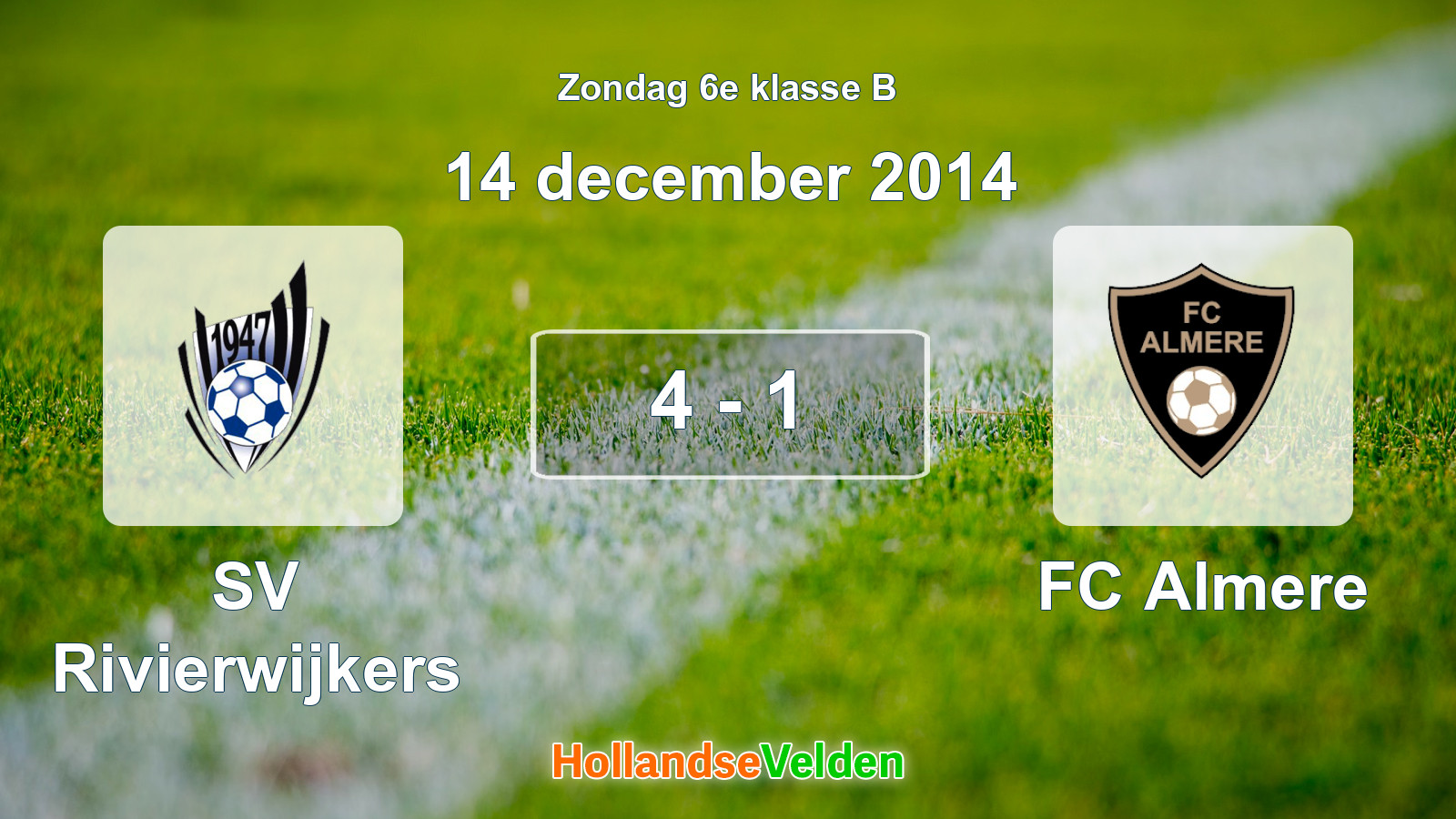 Gespeelde wedstrijd: SV Rivierwijkers - FC Almere 4 - 1 (14 december 2014)