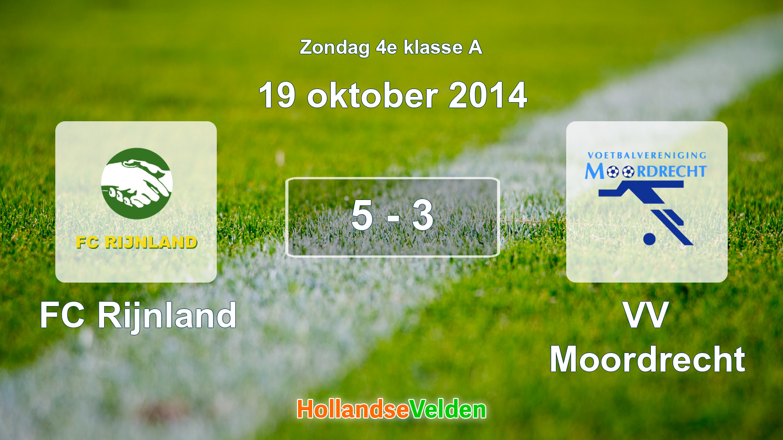 Gespeelde wedstrijd: FC Rijnland - VV Moordrecht 5 - 3 (19 oktober 2014)