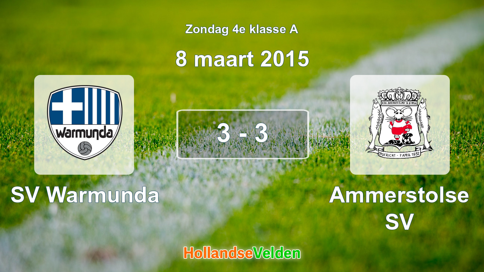 Gespeelde wedstrijd: SV Warmunda - Ammerstolse SV 3 - 3 (8 maart 2015)