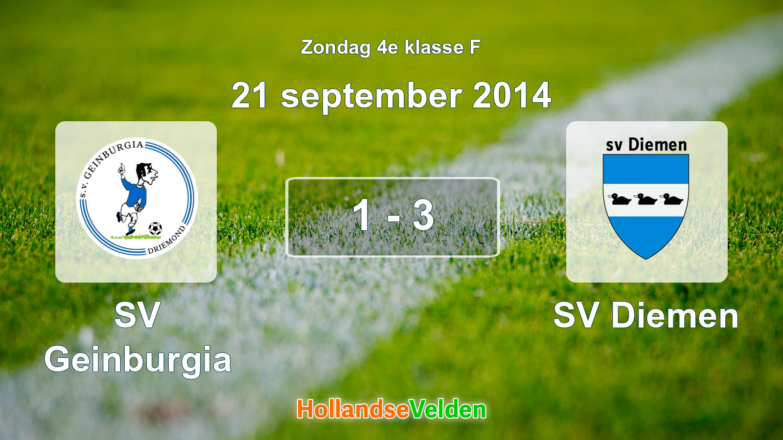 Gespeelde wedstrijd: SV Geinburgia - SV Diemen 1 - 3 (21 september 2014)