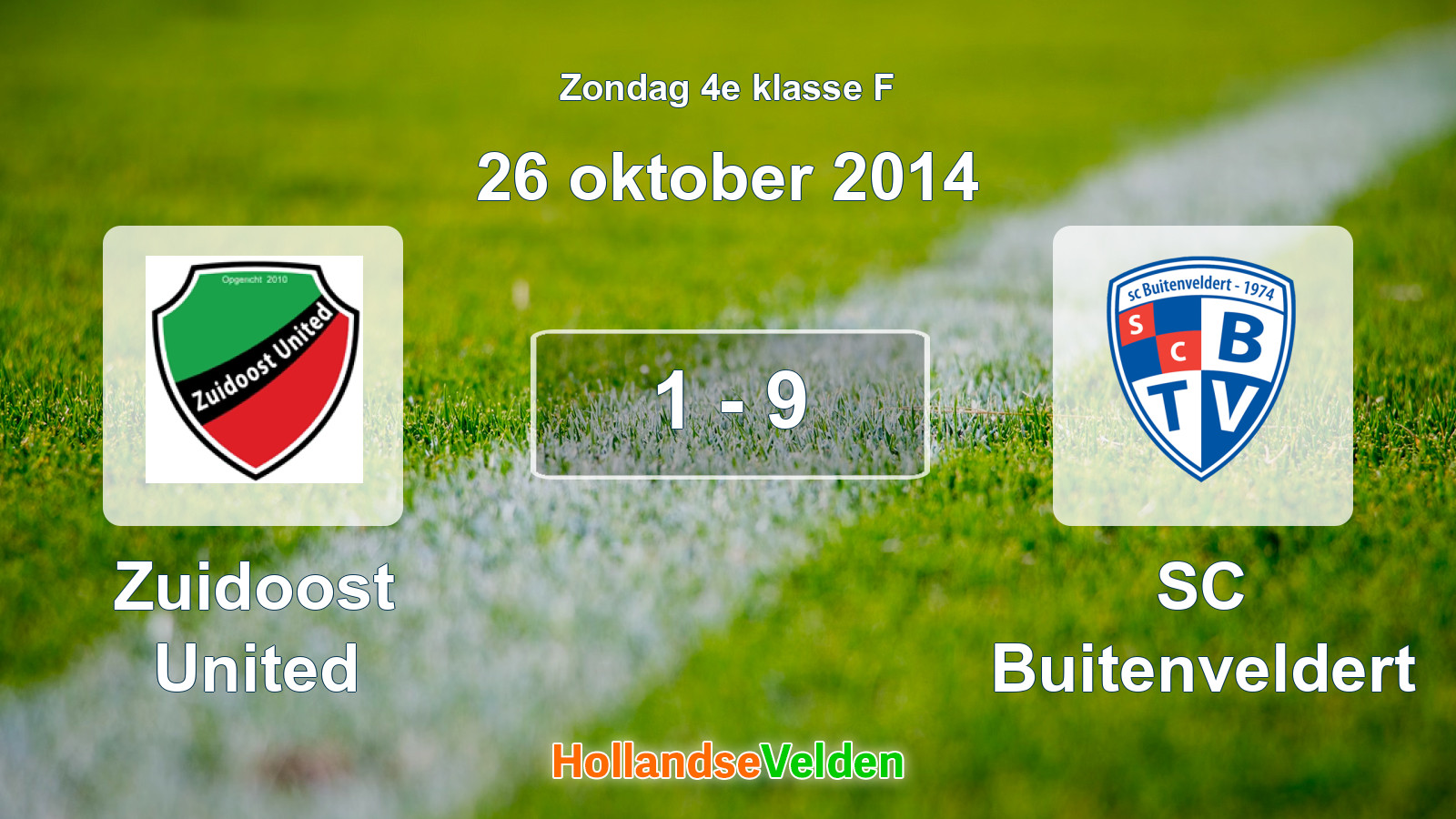 Gespeelde wedstrijd: Zuidoost United - SC Buitenveldert 1 - 9 (26 oktober 2014)